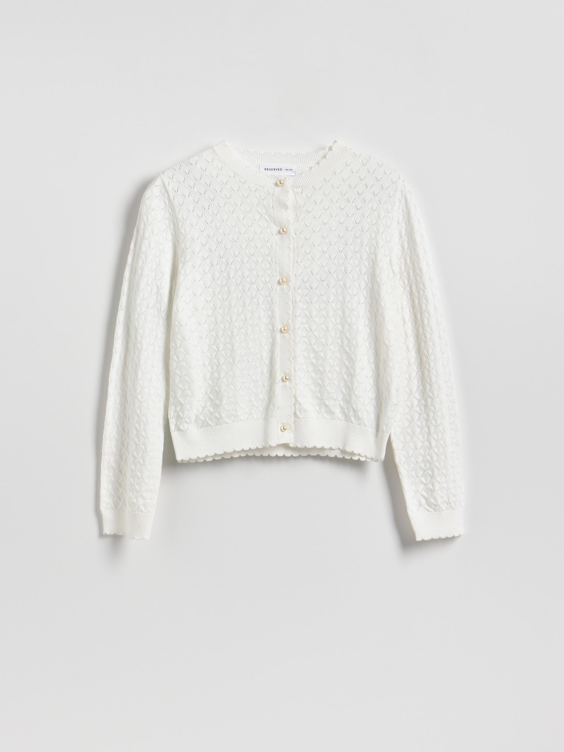 Cream Wool Blend Cardigan, Ivory, large image number 2