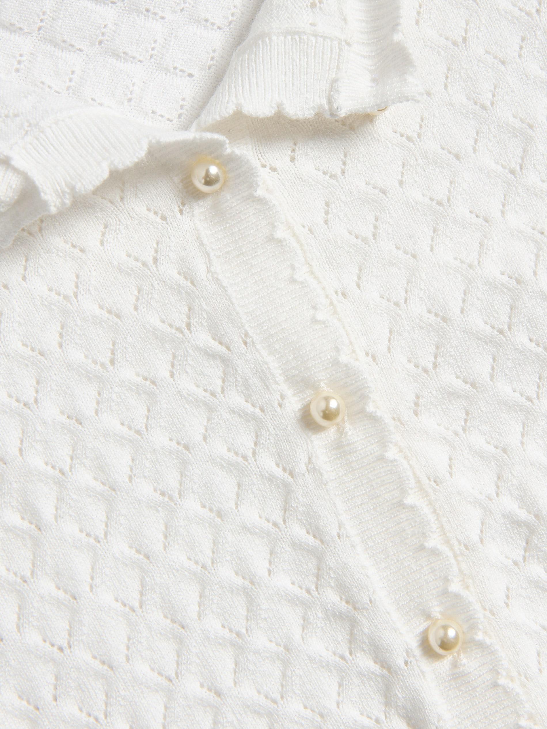 Cream Wool Blend Cardigan, Ivory, large image number 3