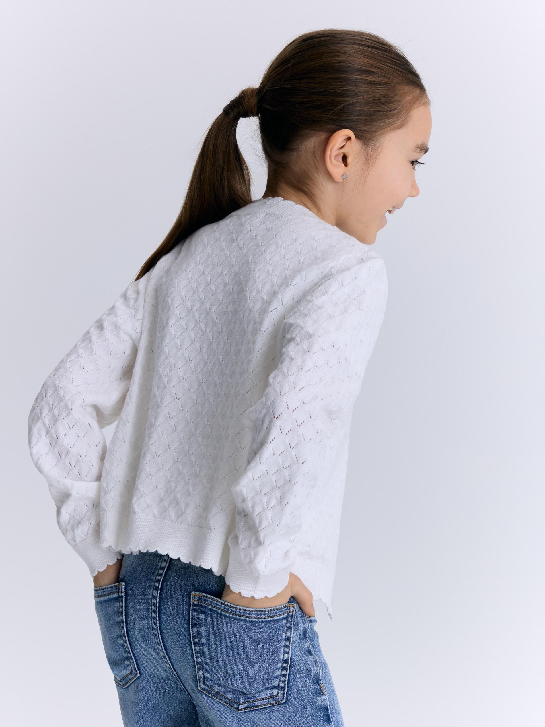 Cream Wool Blend Cardigan, Ivory, large image number 4