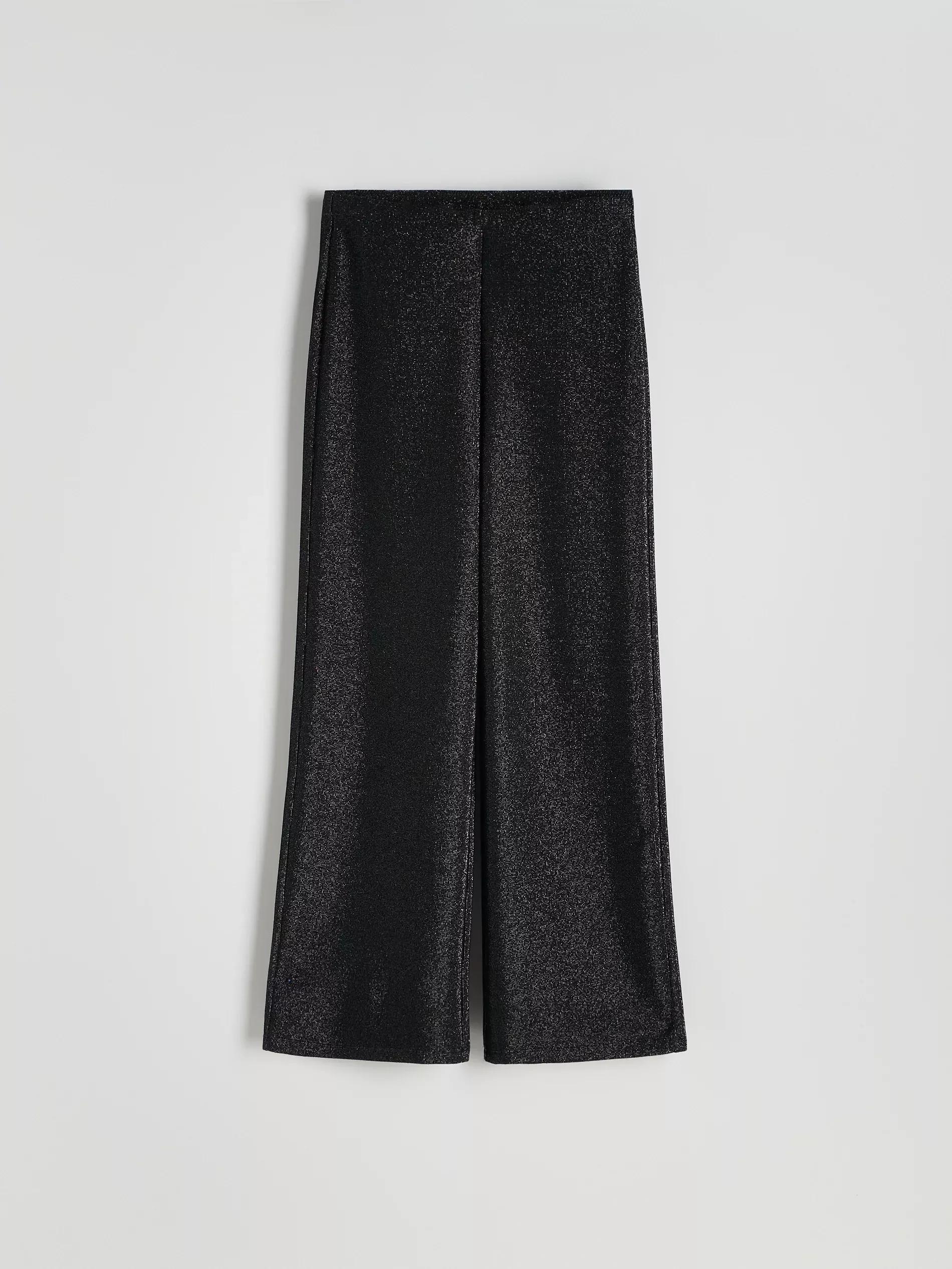 BLACK Wide leg trousers with metallised yarn blend, , large image number 0