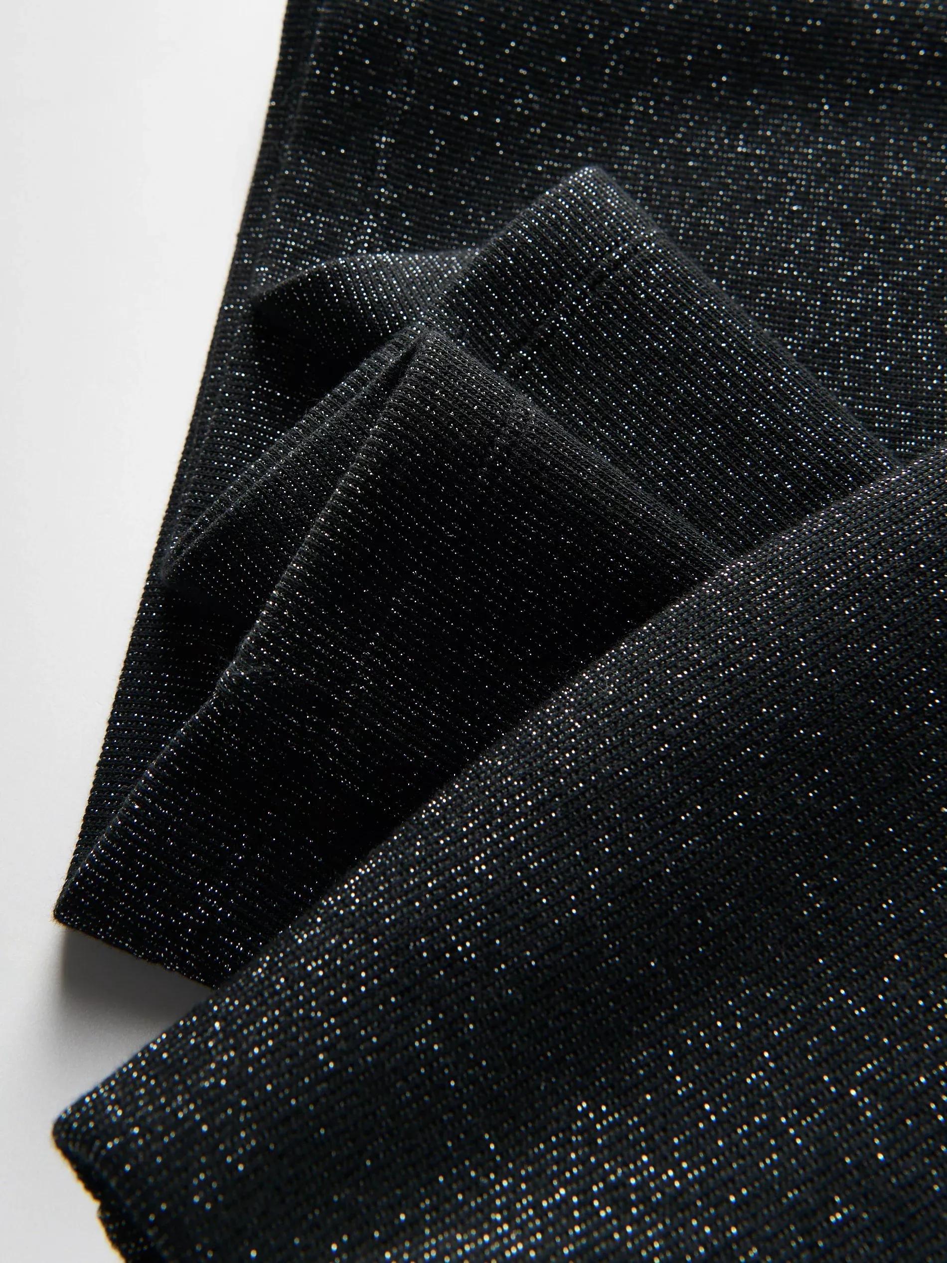 BLACK Wide leg trousers with metallised yarn blend, , large image number 5