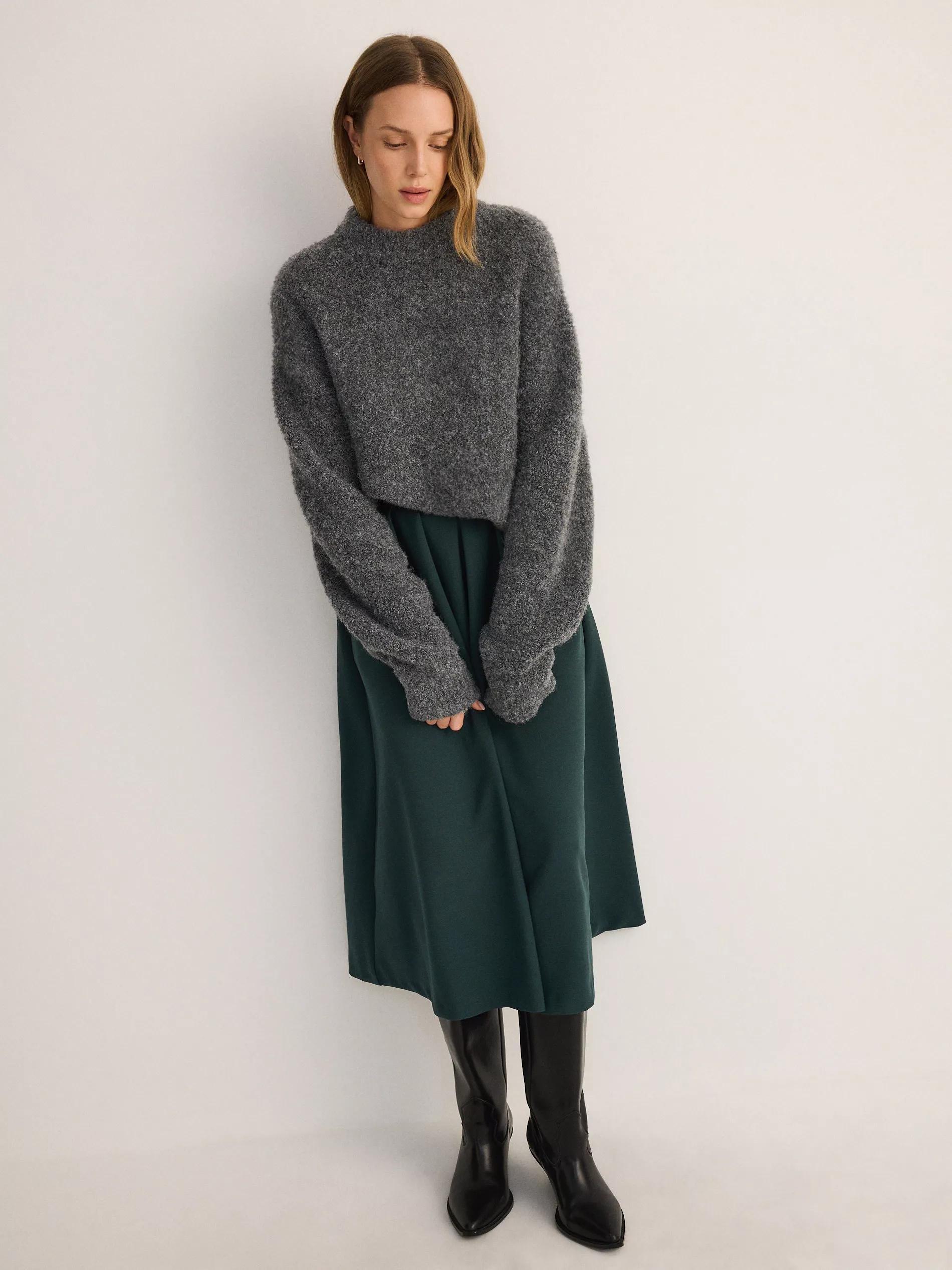 Teal Midi Skirt With Pleats, , large image number 1