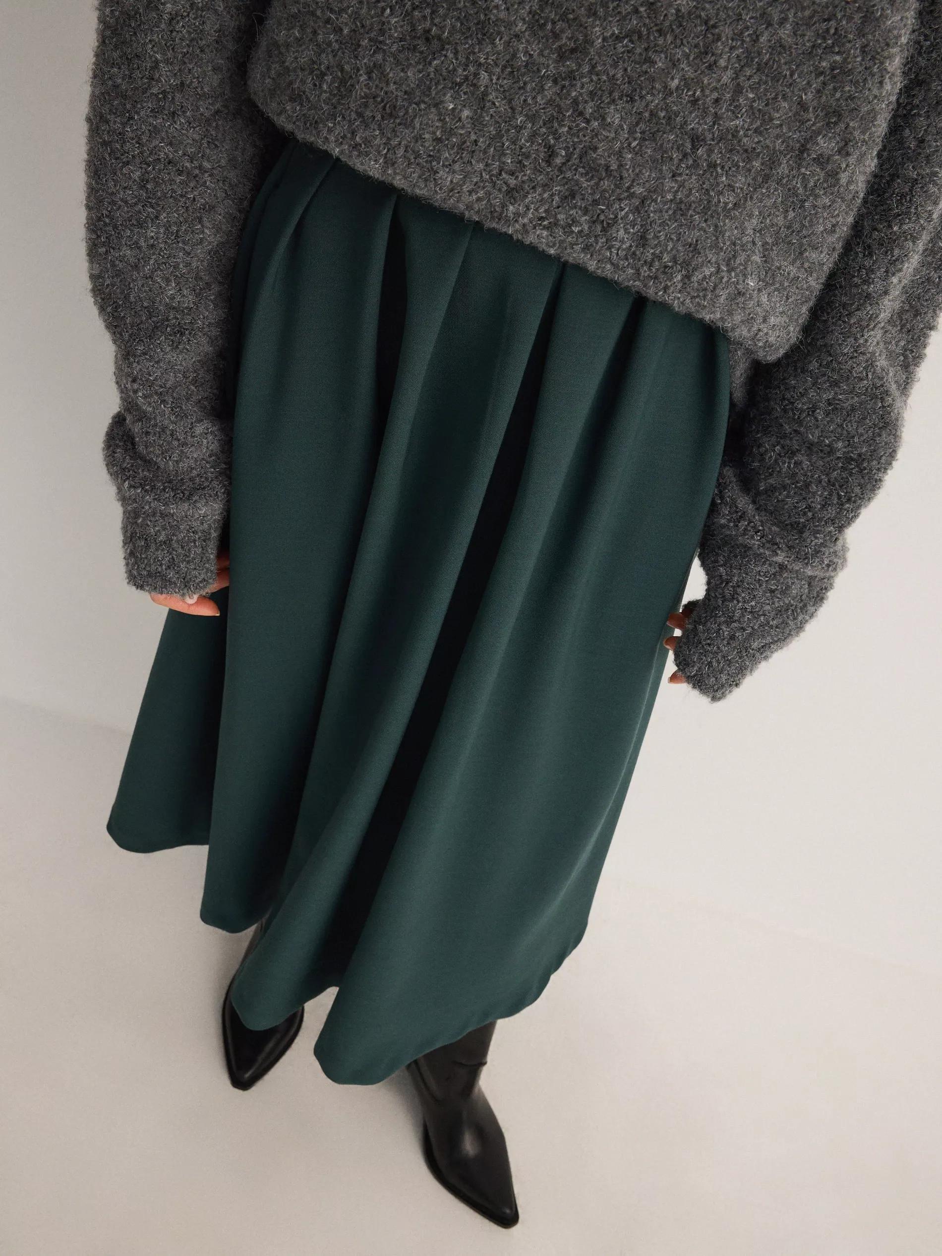 Teal Midi Skirt With Pleats, , large image number 2
