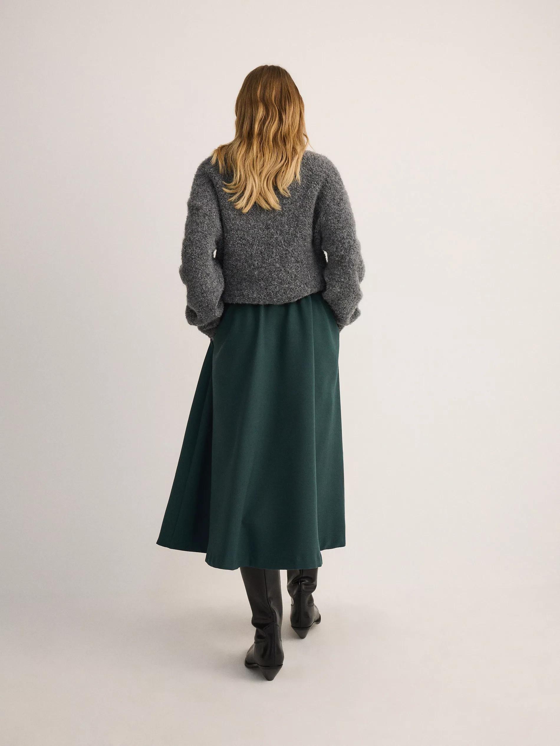 Teal Midi Skirt With Pleats, , large image number 3