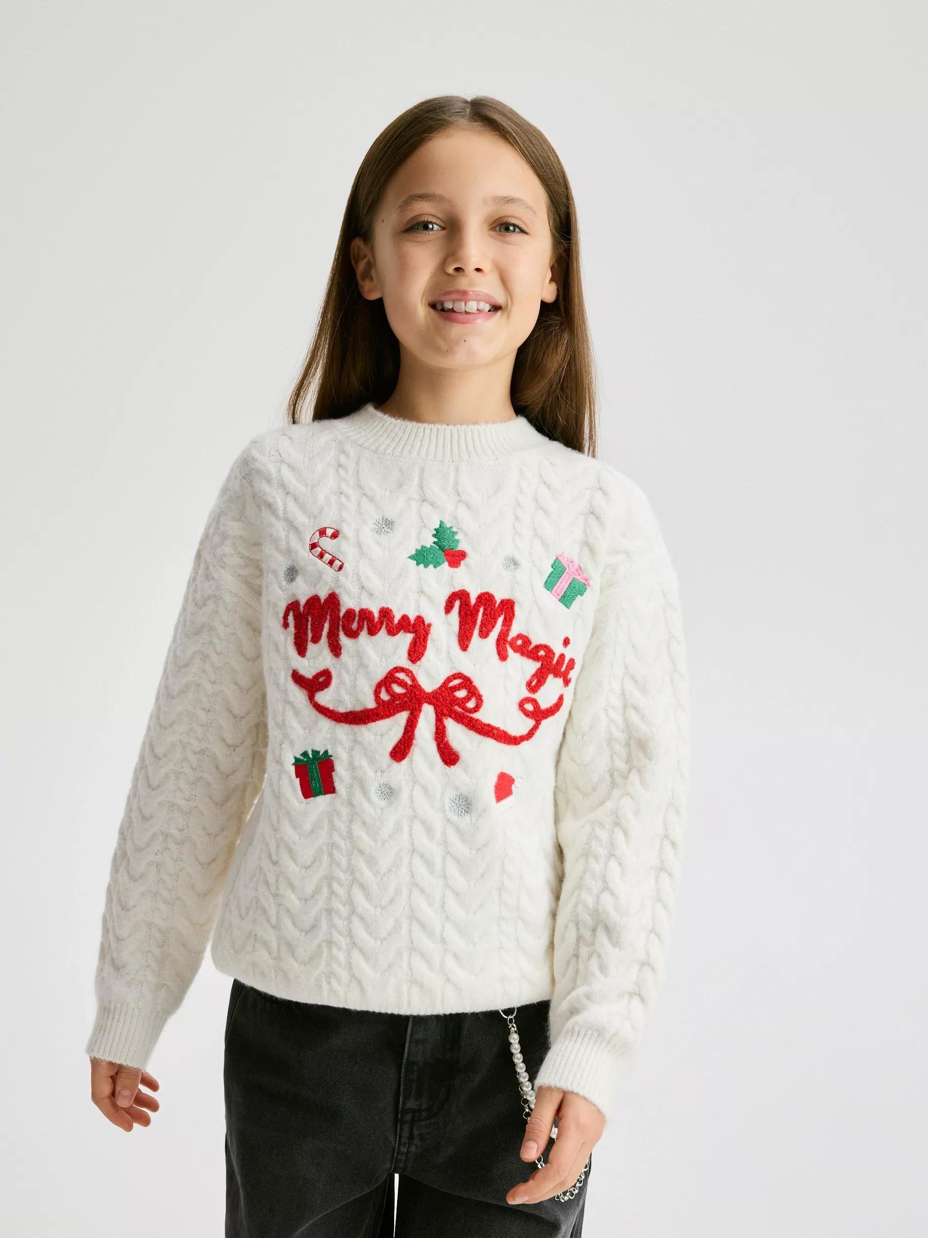 Cream Christmas Sweater, Ivory, medium