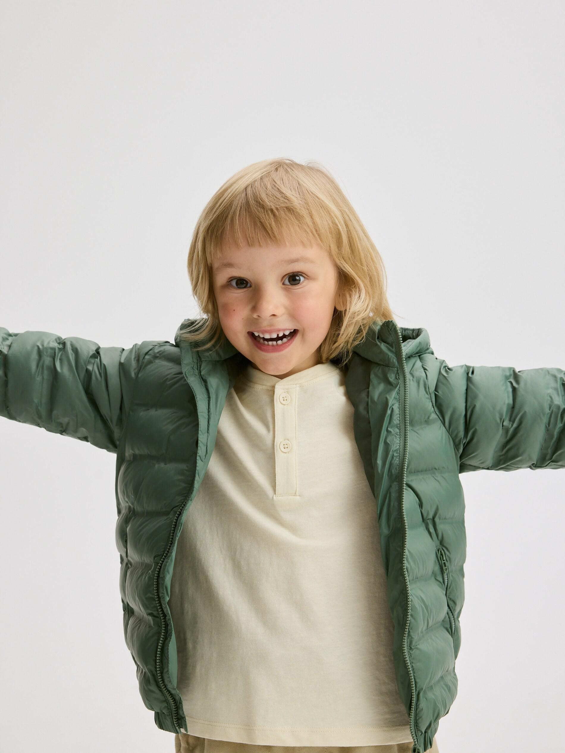 Green Insulated Quilted Jacket, Kids Boys, Green, large image number 3