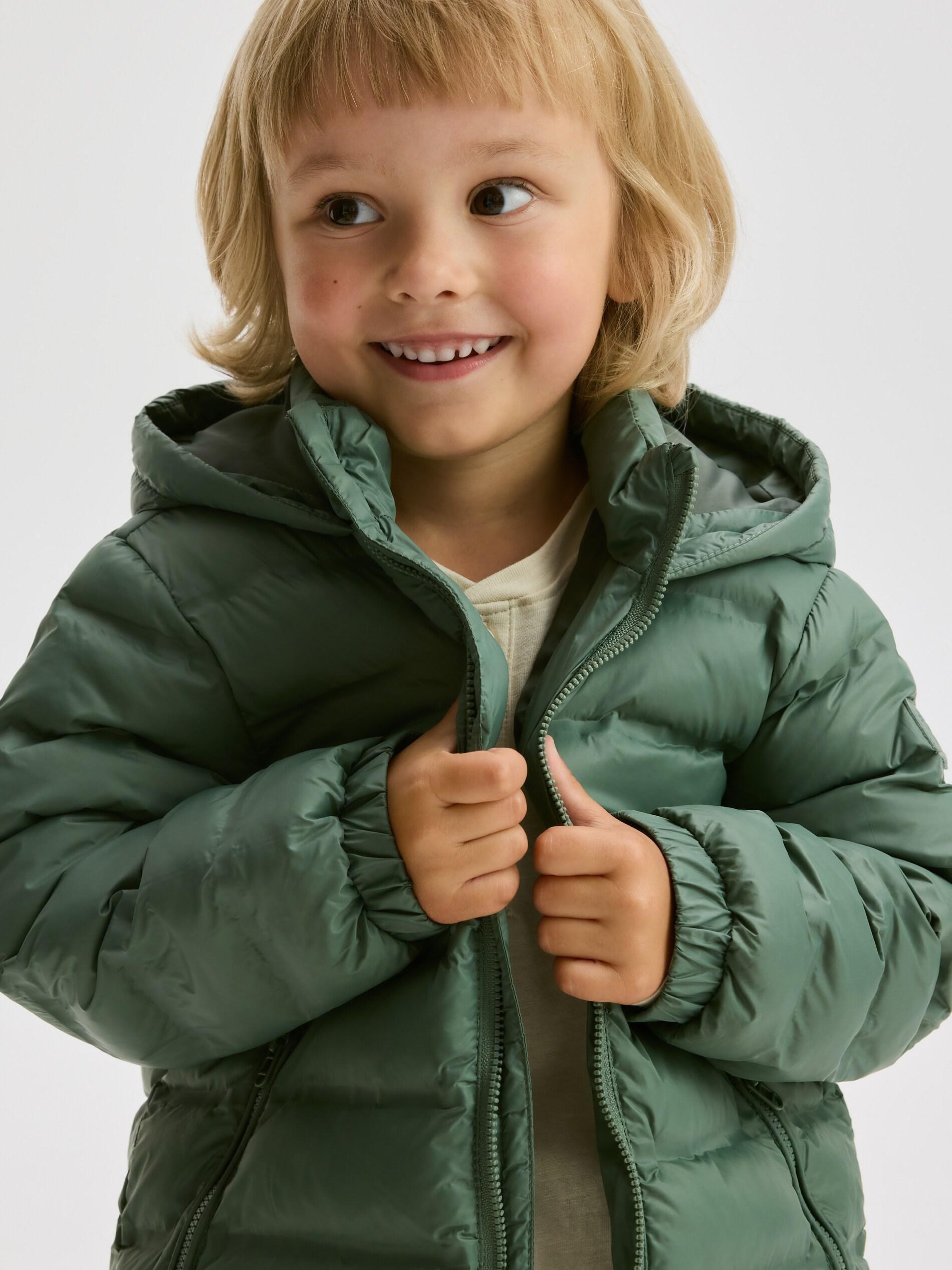 Green Insulated Quilted Jacket, Kids Boys, Green, large image number 4