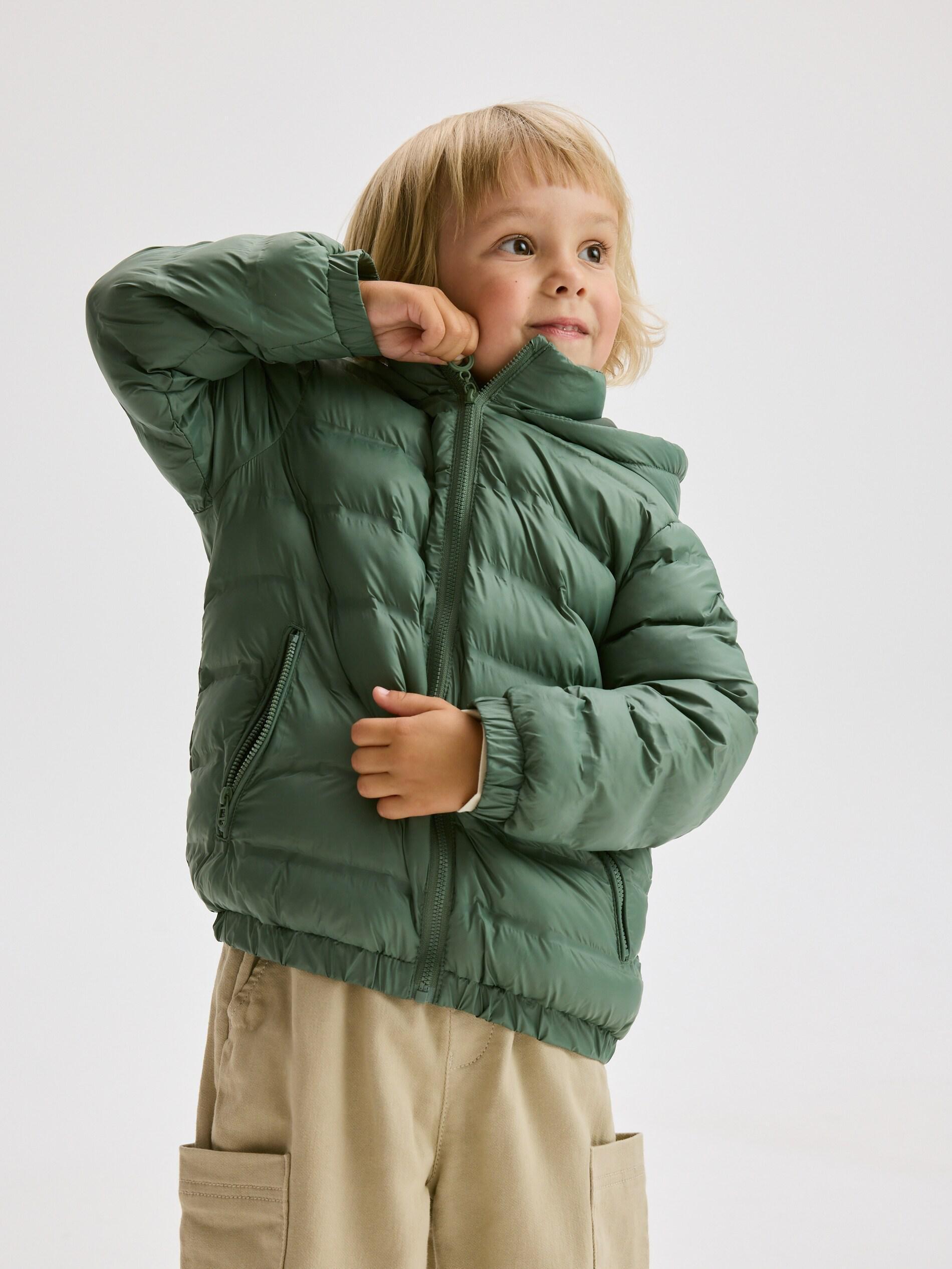 Green Insulated Quilted Jacket, Kids Boys, Green, large image number 5