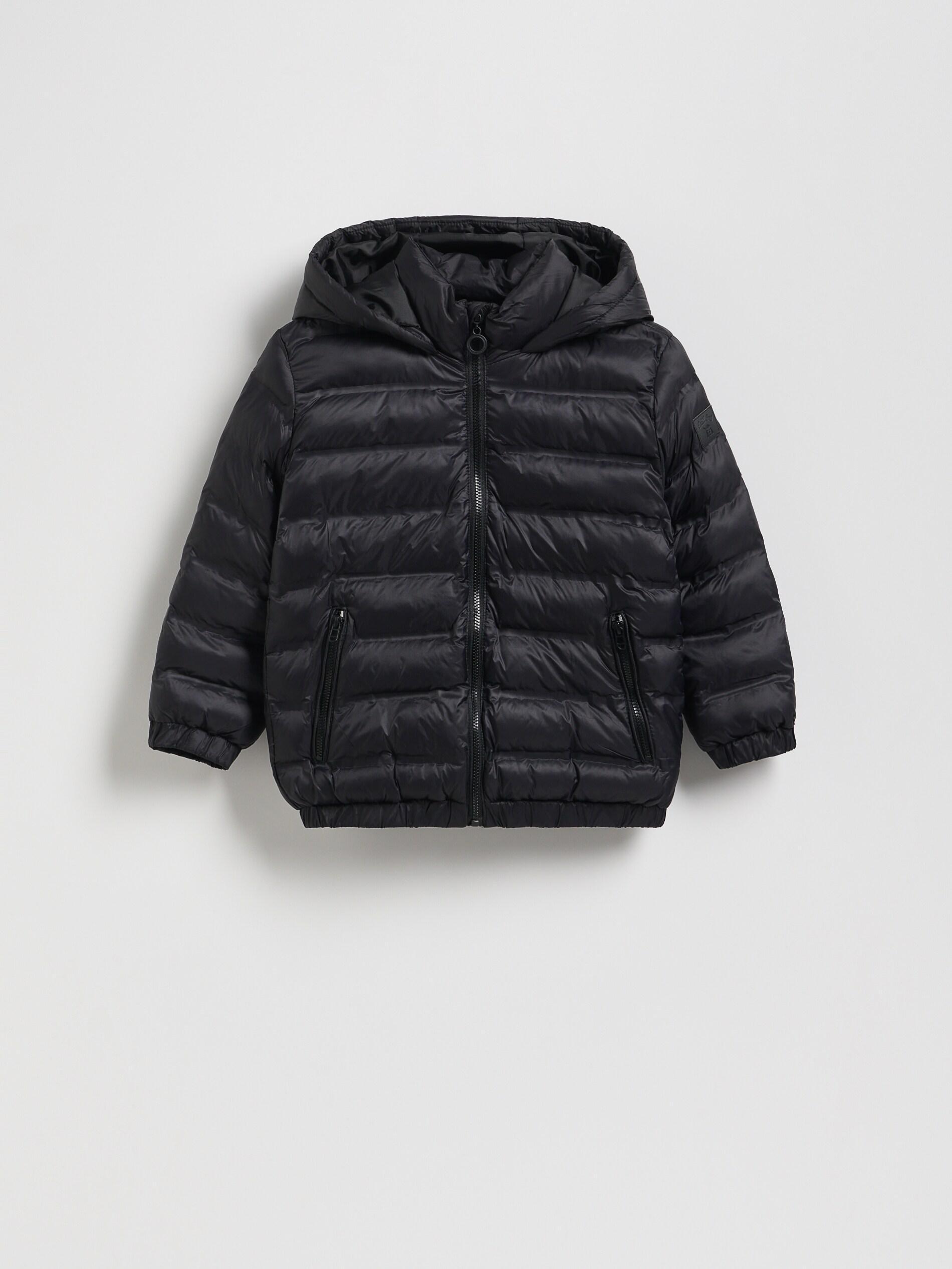 Black Insulated Quilted Jacket, Kids Boys, Black, medium