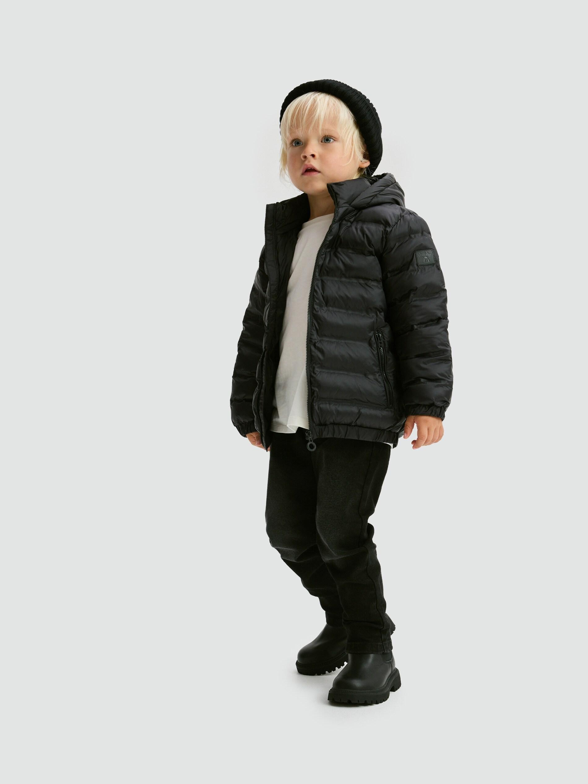 Black Insulated Quilted Jacket, Kids Boys, Black, large image number 3
