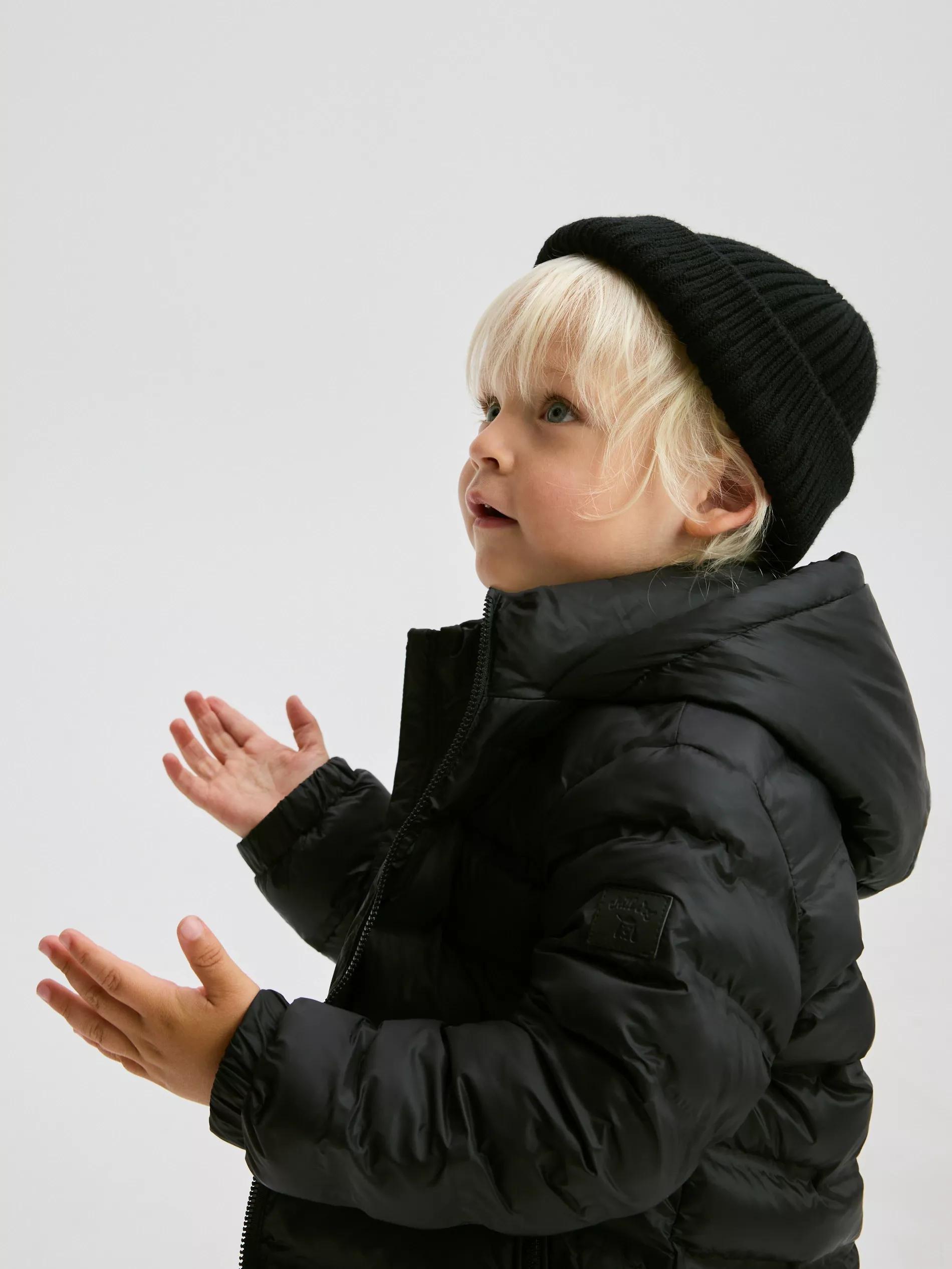 Black Insulated Quilted Jacket, Kids Boys, Black, large image number 4