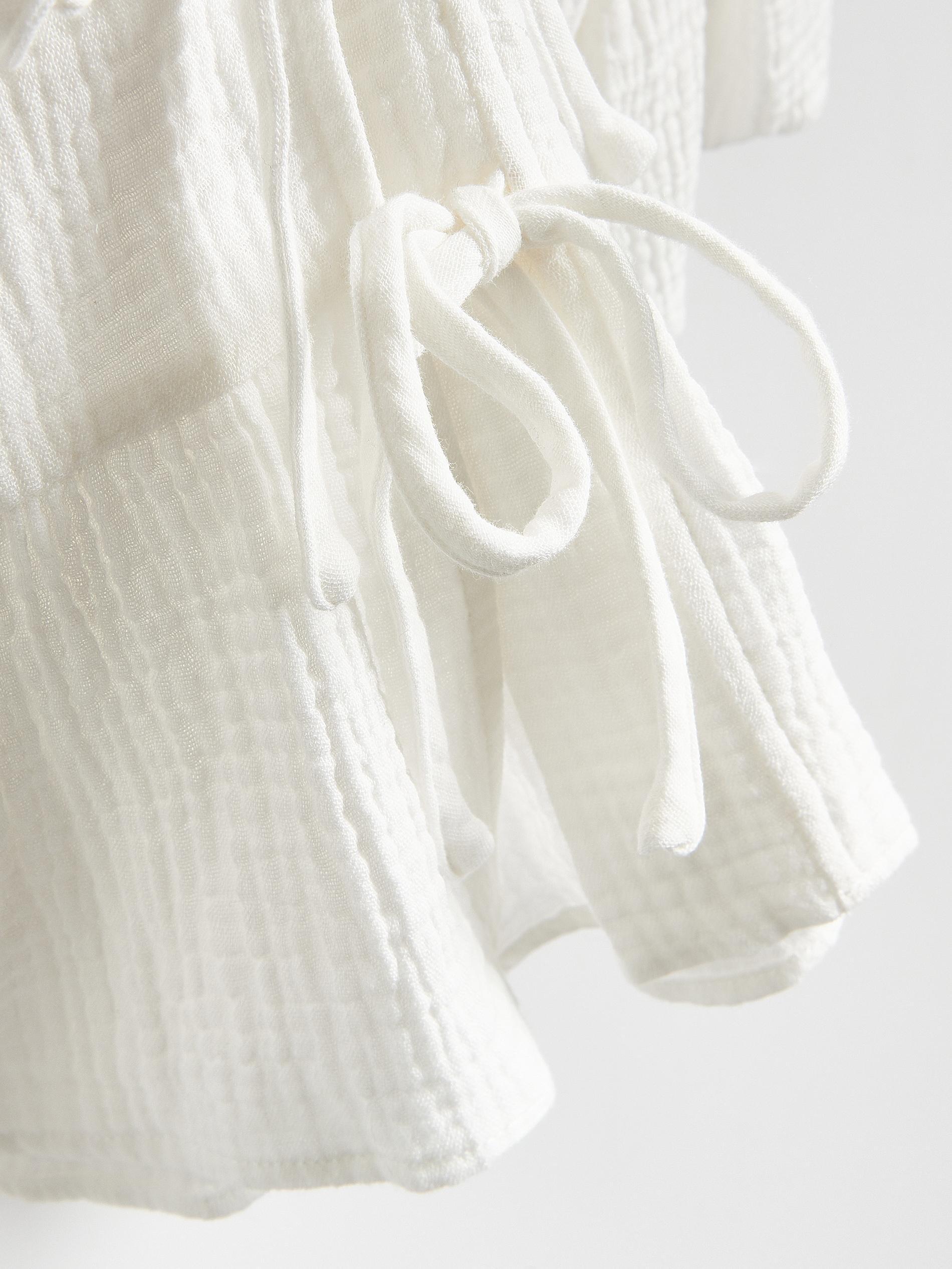 White Muslin Tie Blouse, White, large image number 4