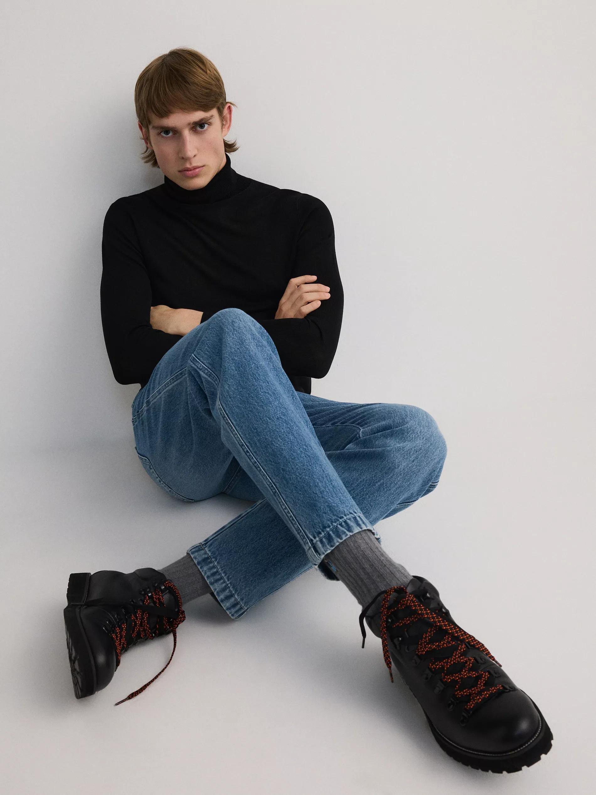 Black Leather Trekking Shoes, , large image number 0