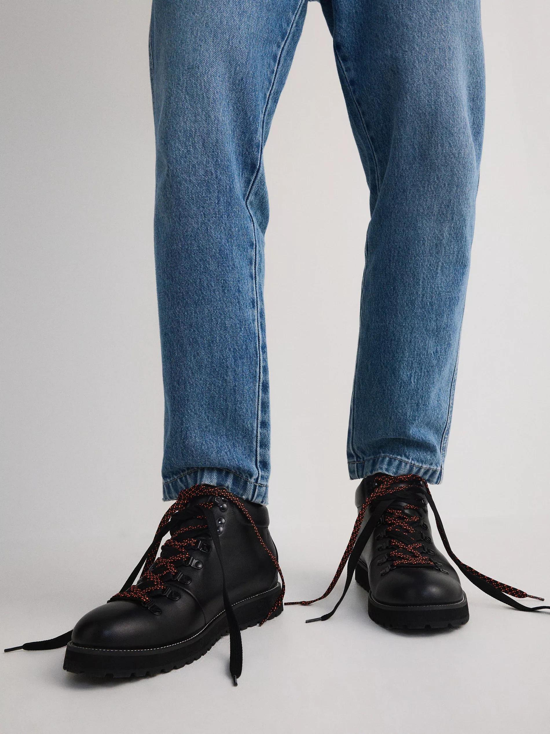 Black Leather Trekking Shoes, , large image number 1