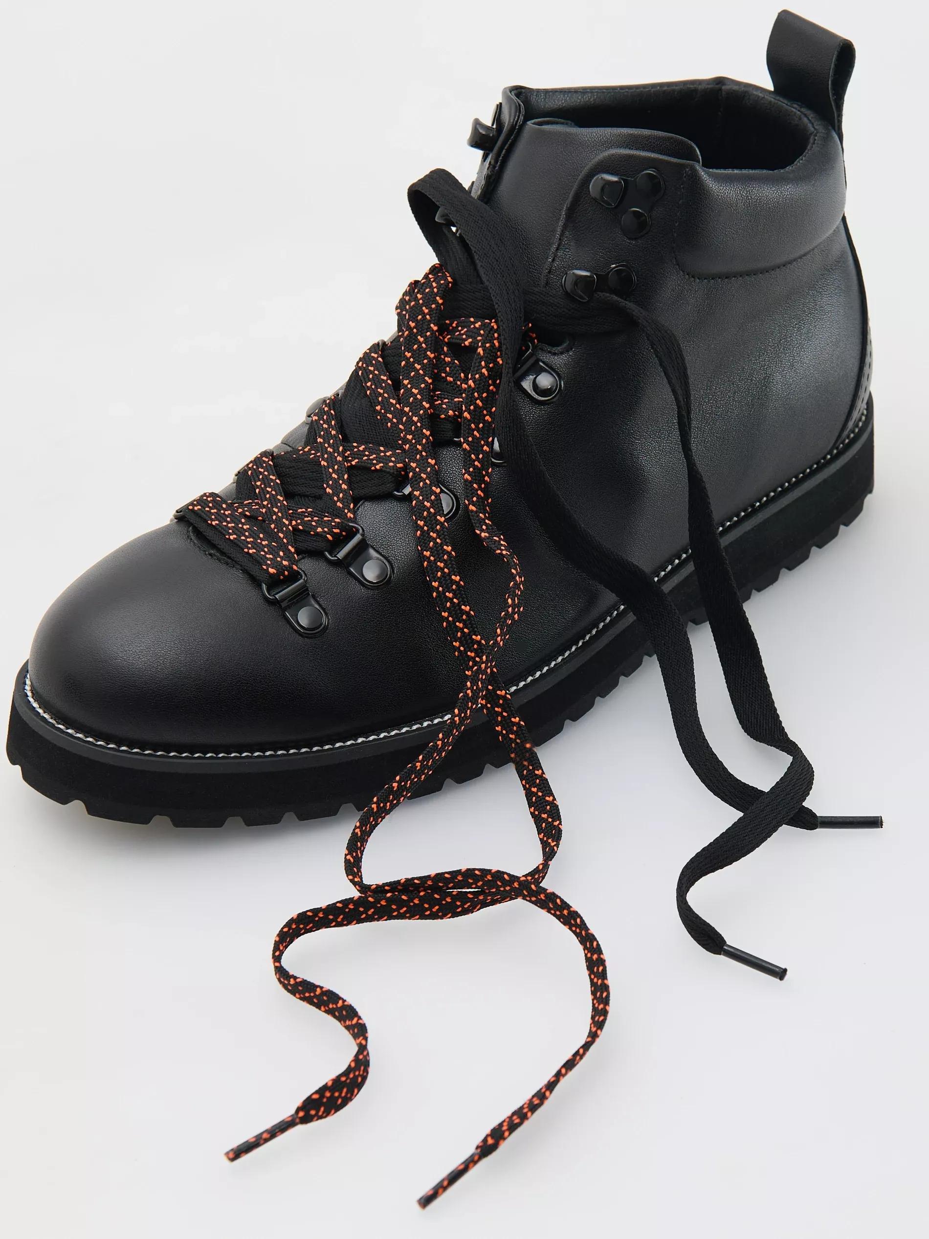 Black Leather Trekking Shoes, , large image number 4