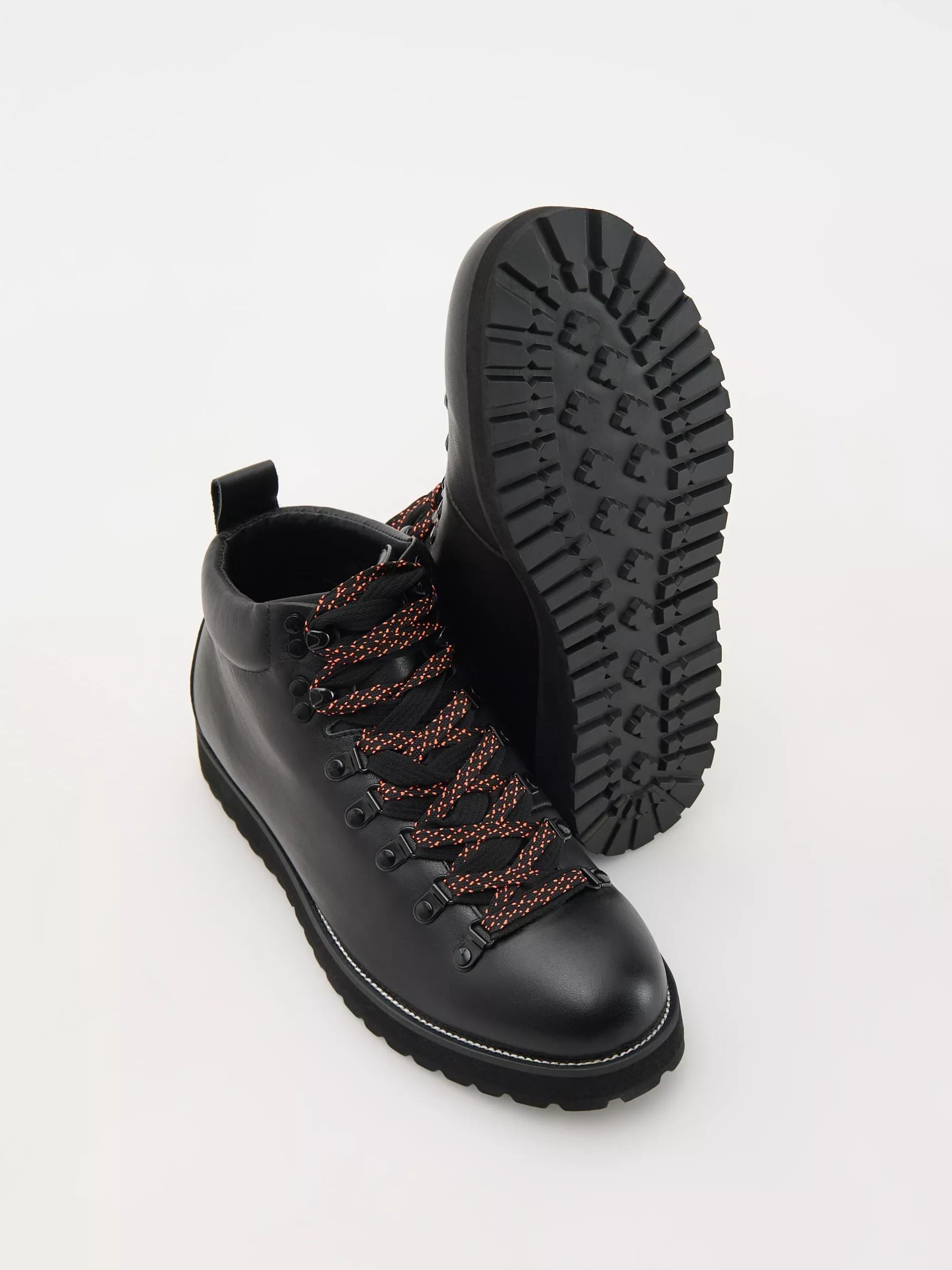 Black Leather Trekking Shoes, , large image number 5