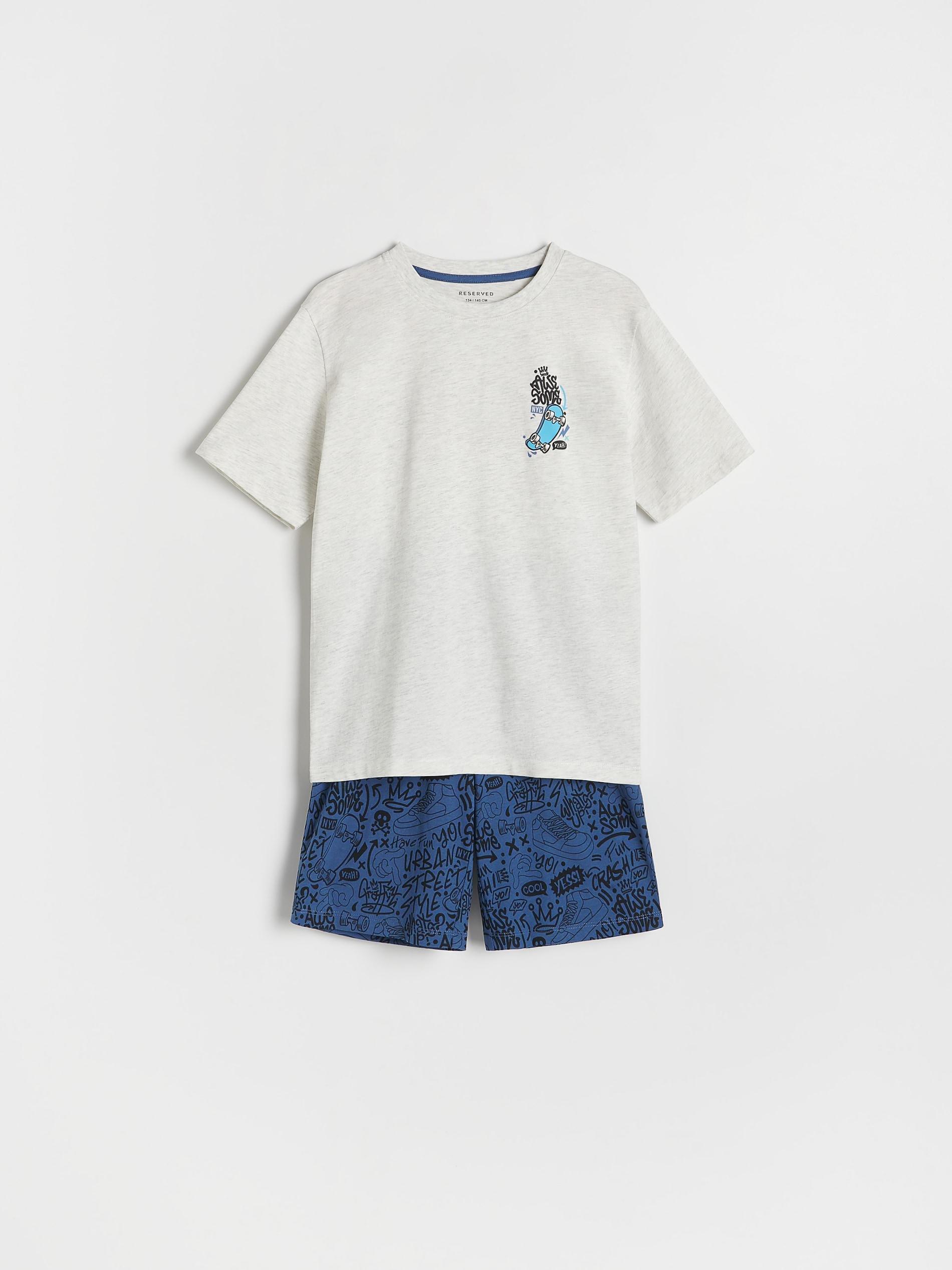 Grey Two Piece Pyjama Set, Light grey, large image number 0