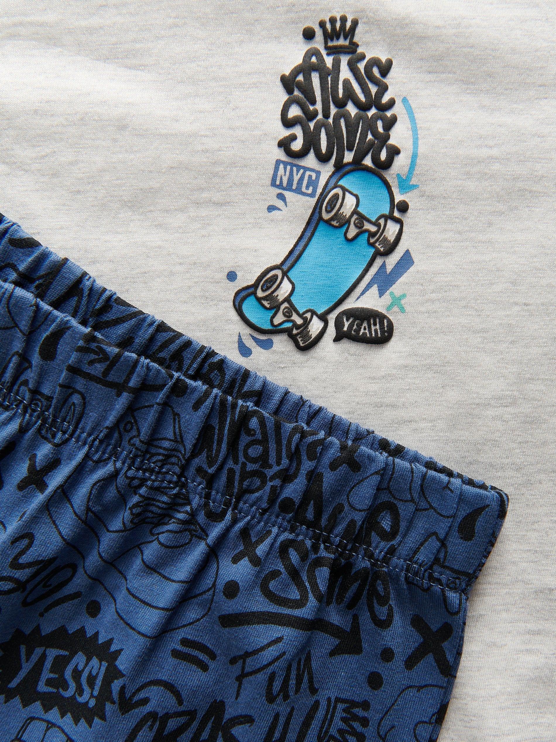 Grey Two Piece Pyjama Set, Light grey, large image number 1