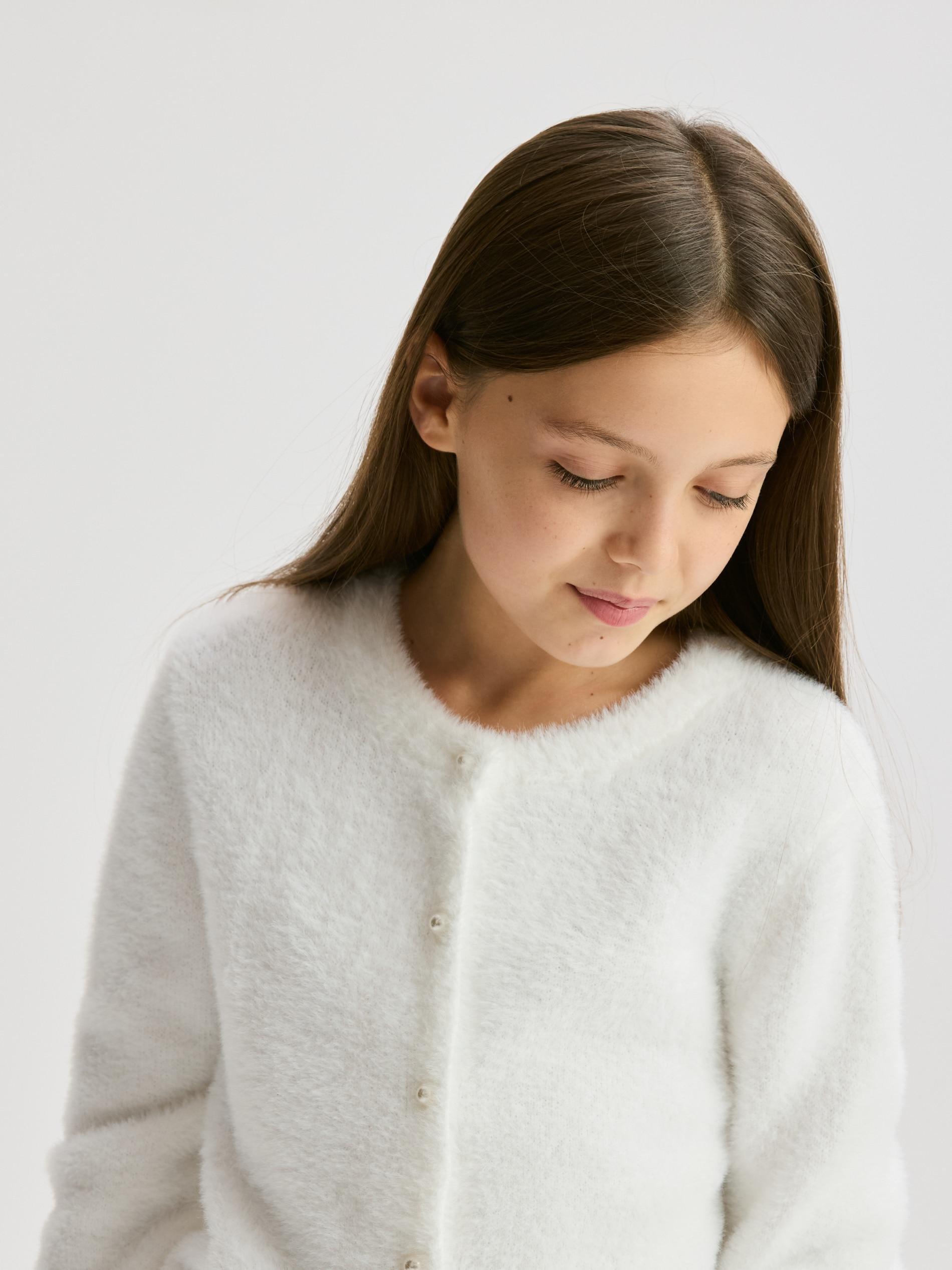 Cream Cardigan With Decorative Buttons, Ivory, medium