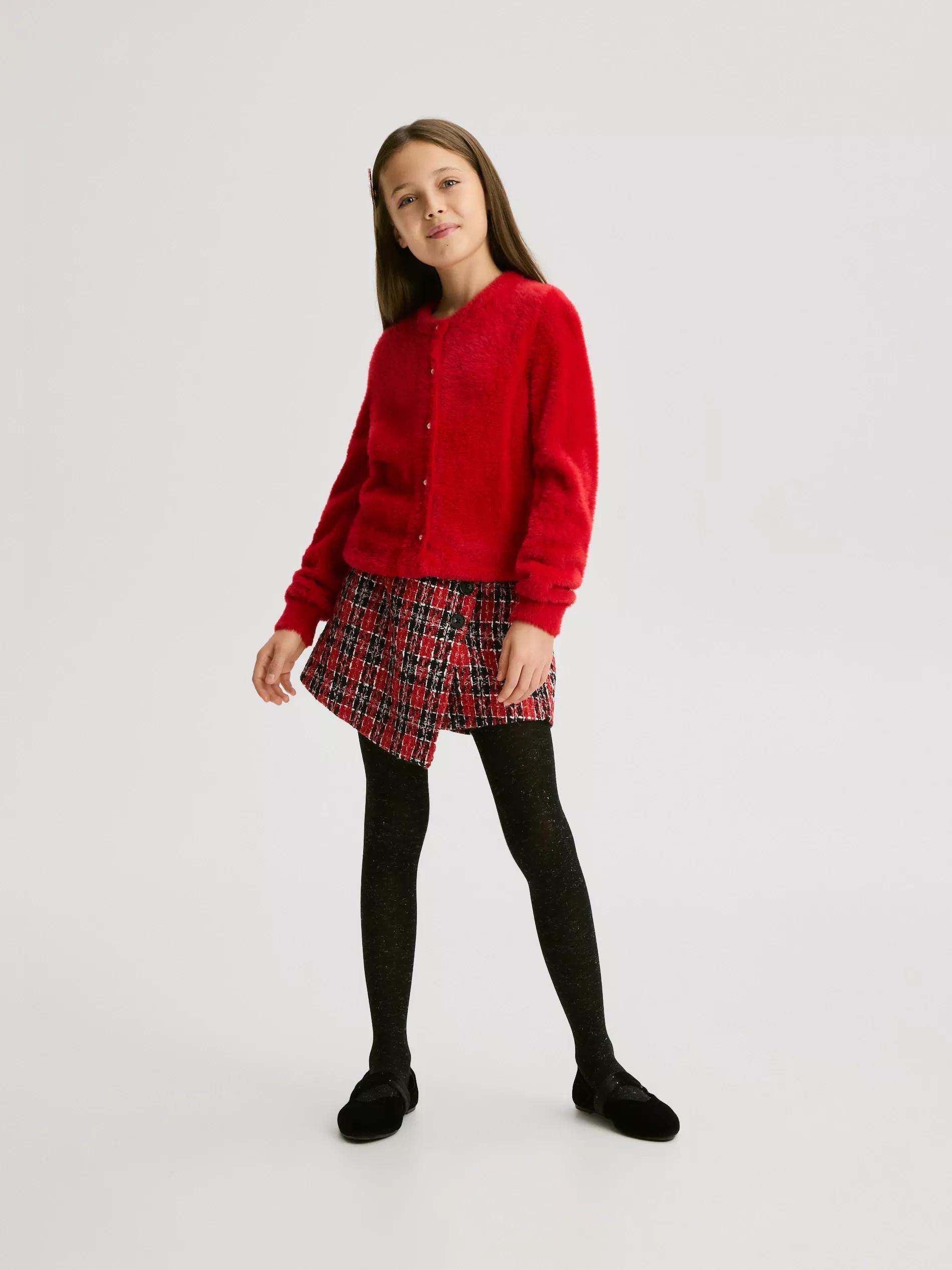 Red Cardigan With Decorative Buttons, Red, medium