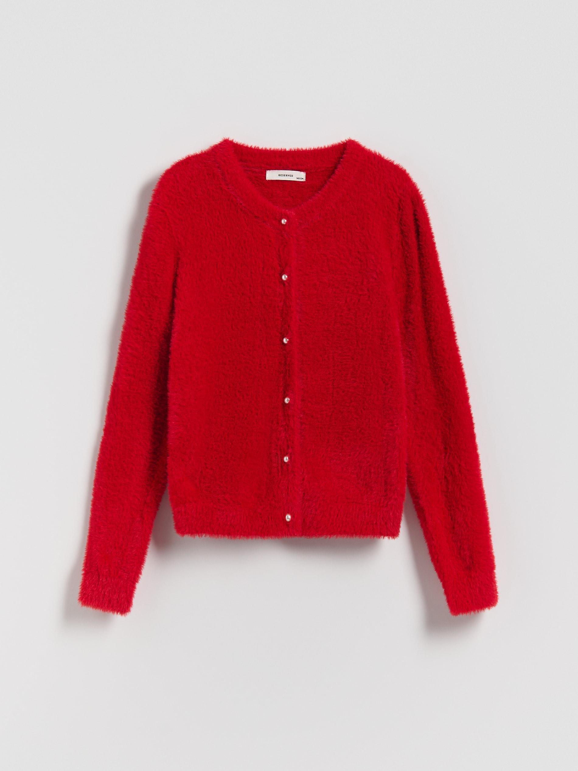 Red Cardigan With Decorative Buttons, Red, large image number 2