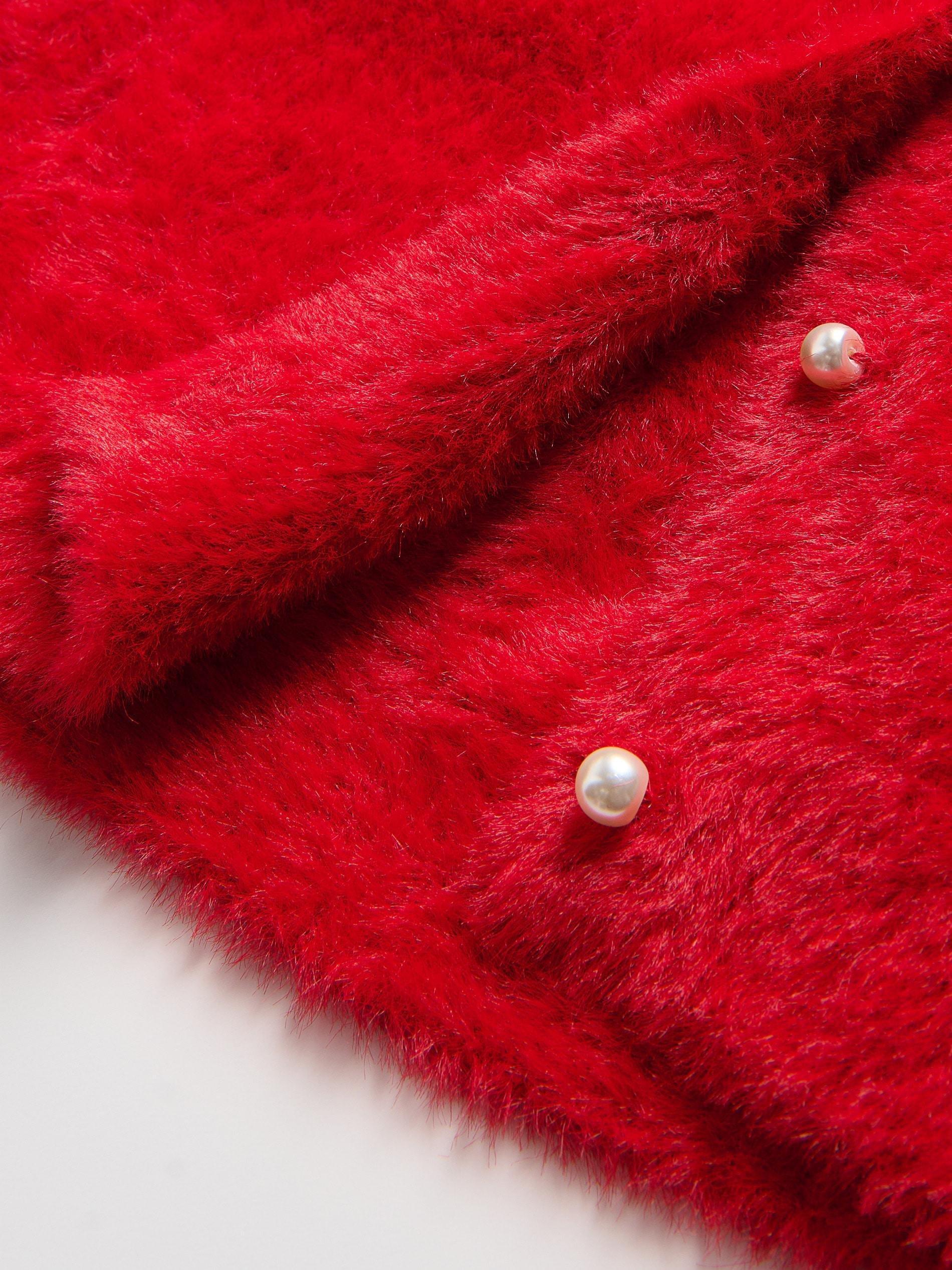 Red Cardigan With Decorative Buttons, Red, large image number 3