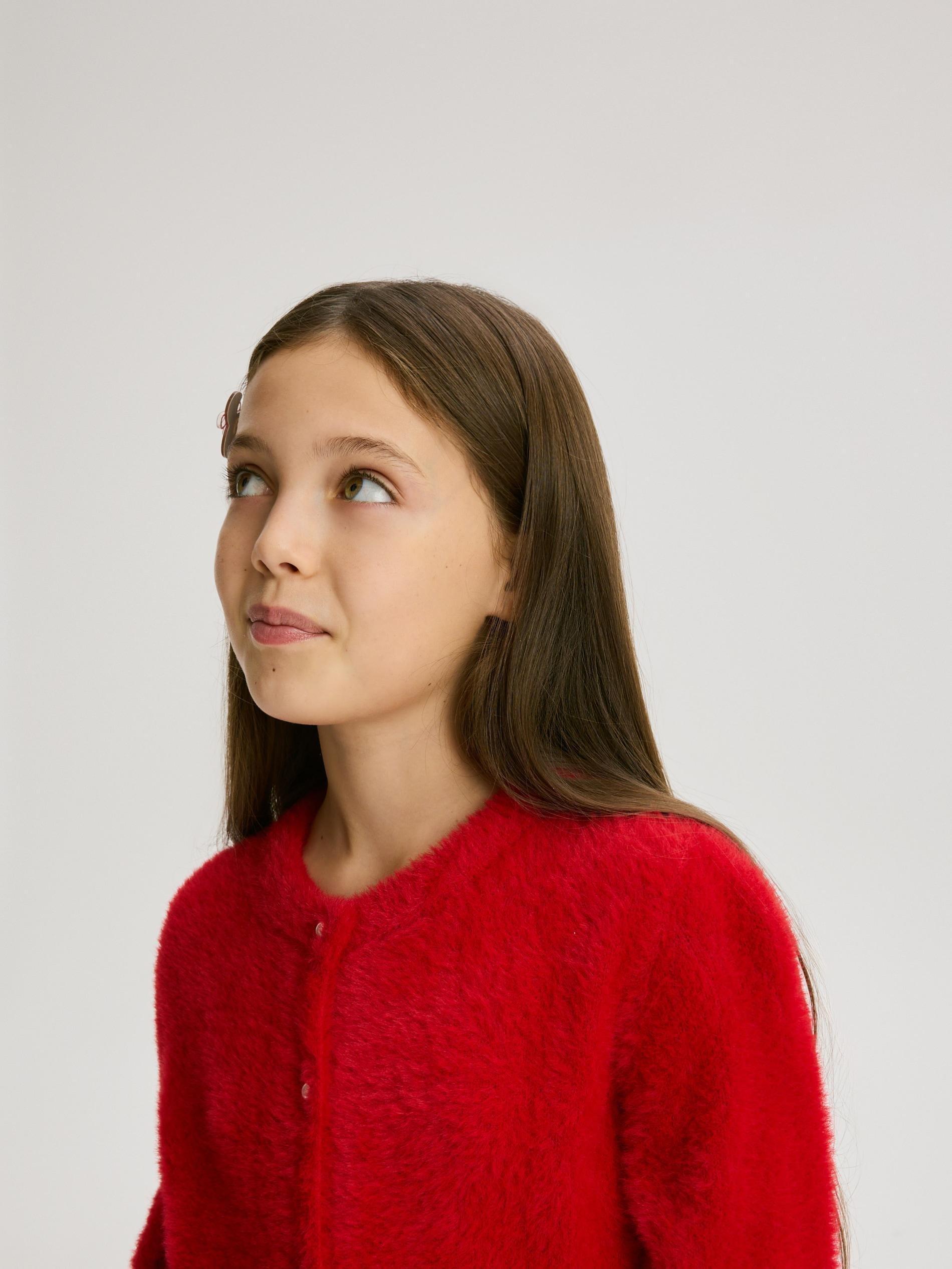 Red Cardigan With Decorative Buttons, Red, large image number 4