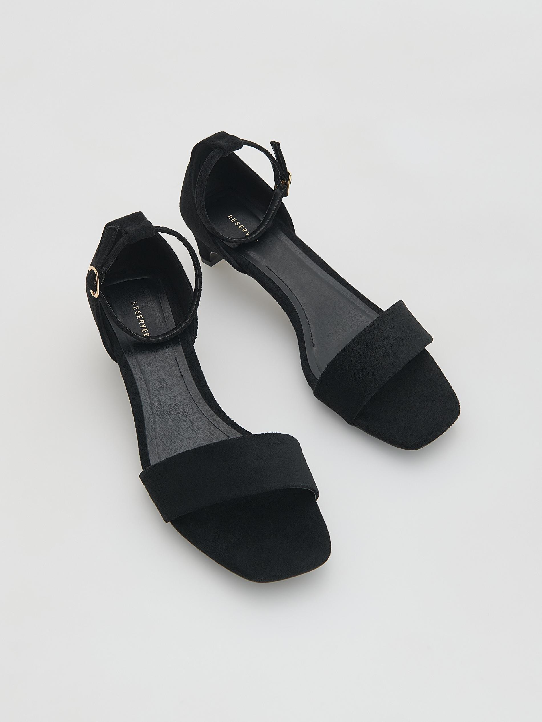Black Heeled Sandals, Black, large image number 1