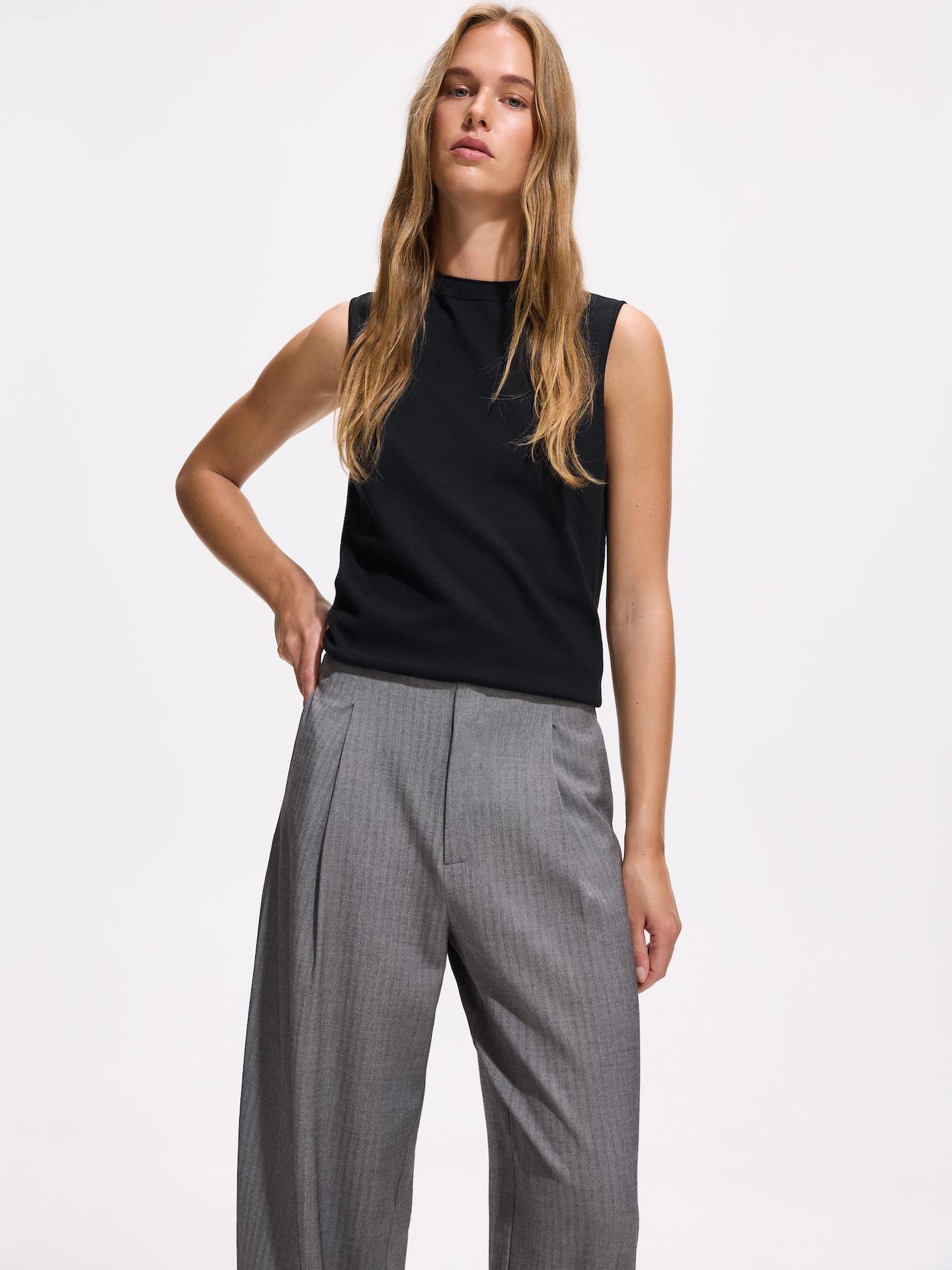 Grey Barrel Trousers With Pleats, Grey, medium