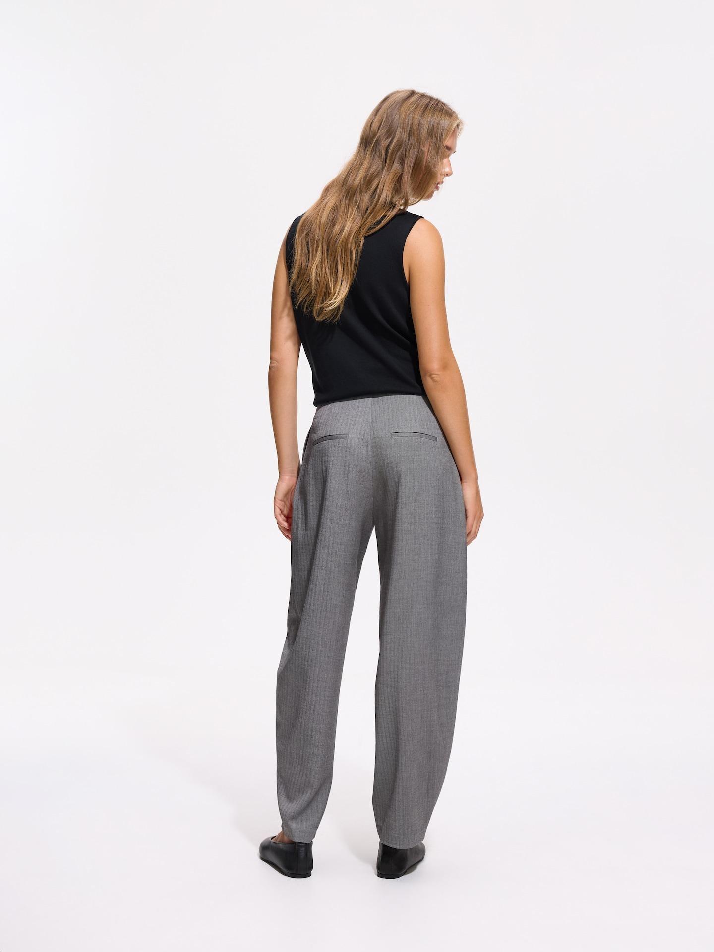 Grey Barrel Trousers With Pleats, Grey, medium