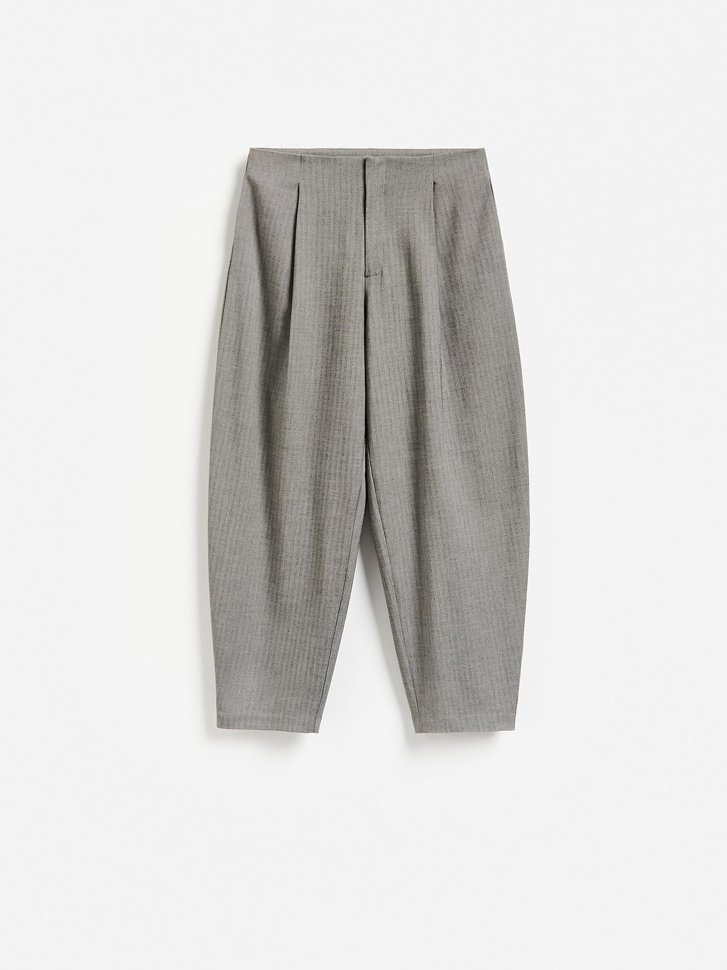 Grey Barrel Trousers With Pleats, Grey, large image number 3