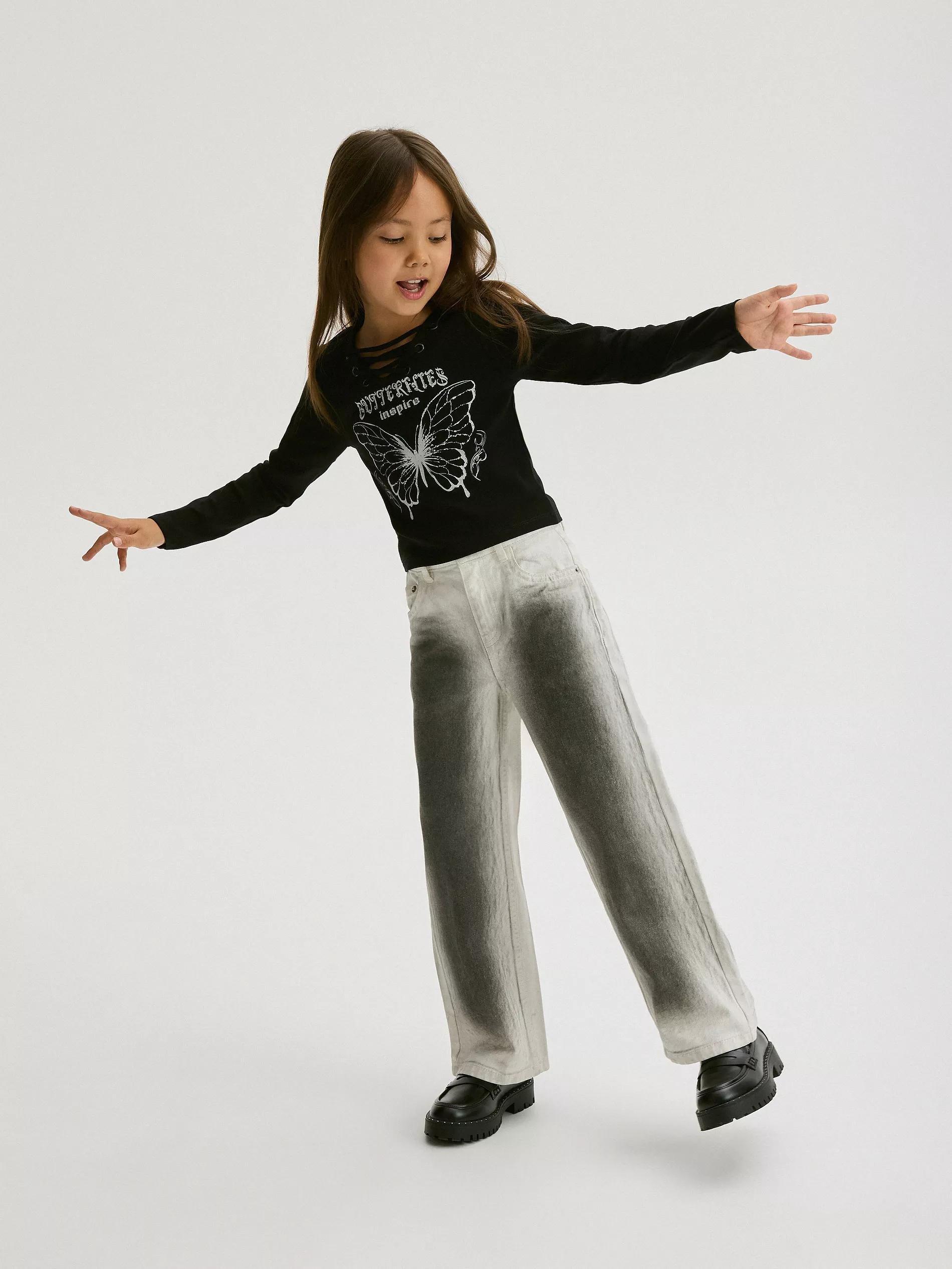 Black Long Sleeve Printed T-Shirt, Kids Girls, , large image number 5