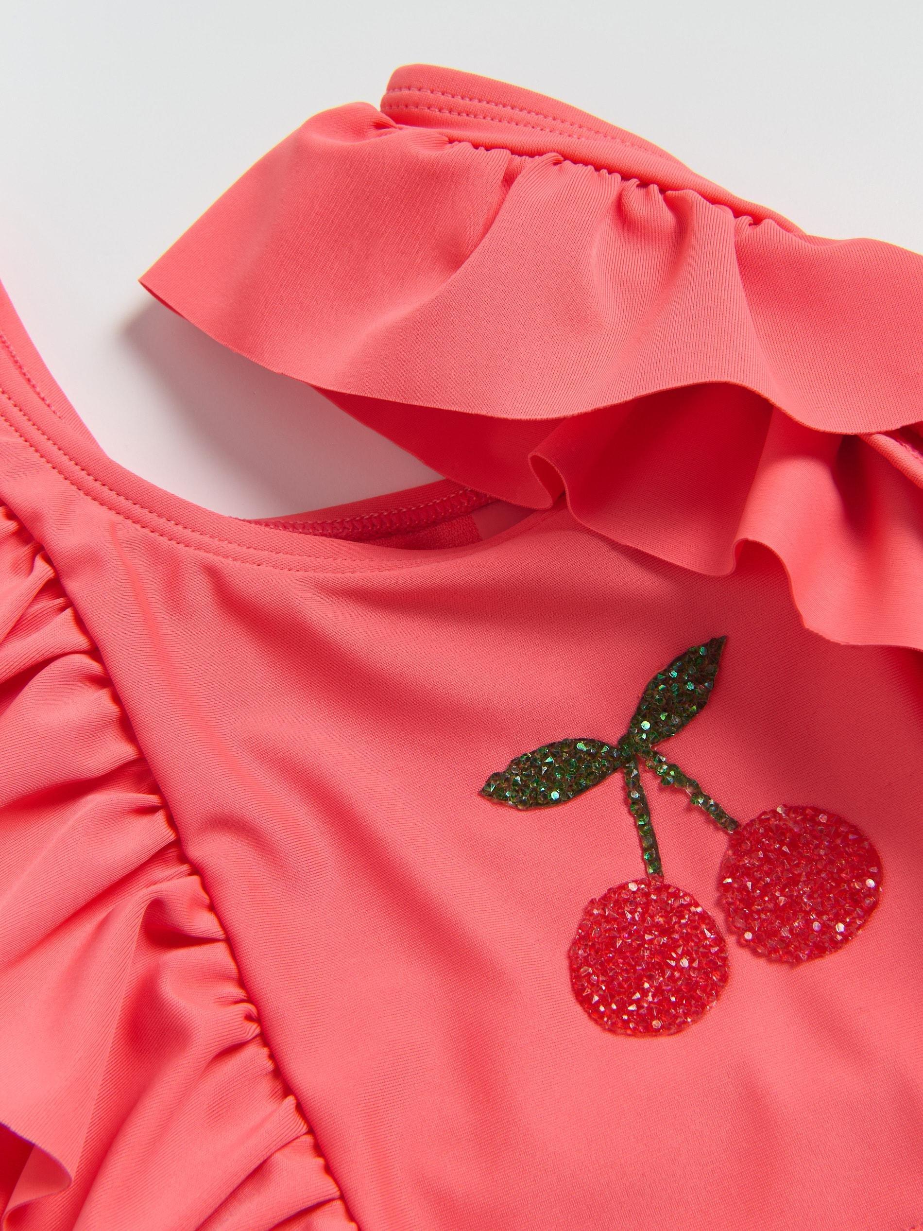 Red Two-Piece Swimsuit With Ruffles, Red, large image number 1