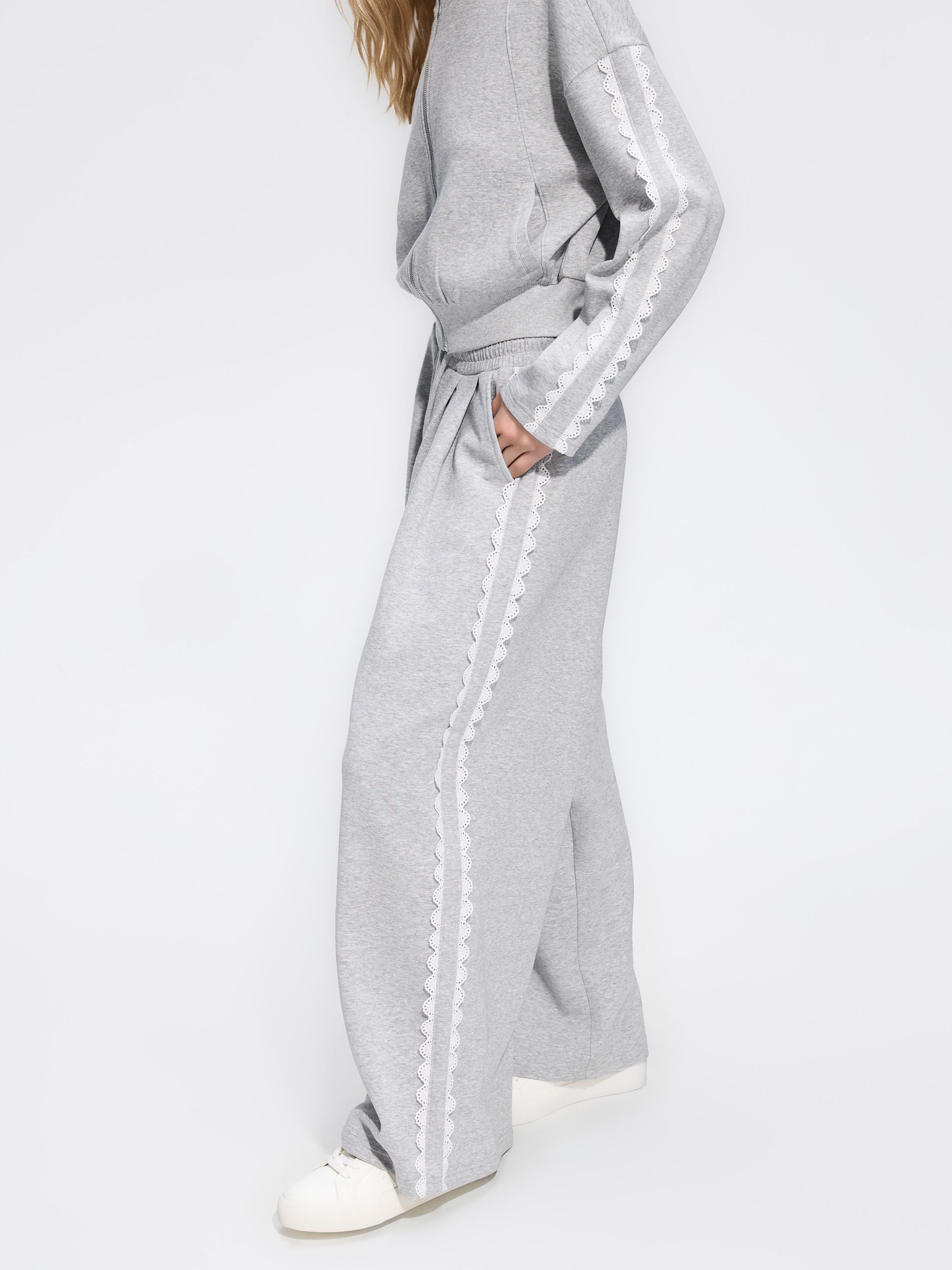 بنطال مع ديكوري تفصيلة رمادي, Light grey, medium