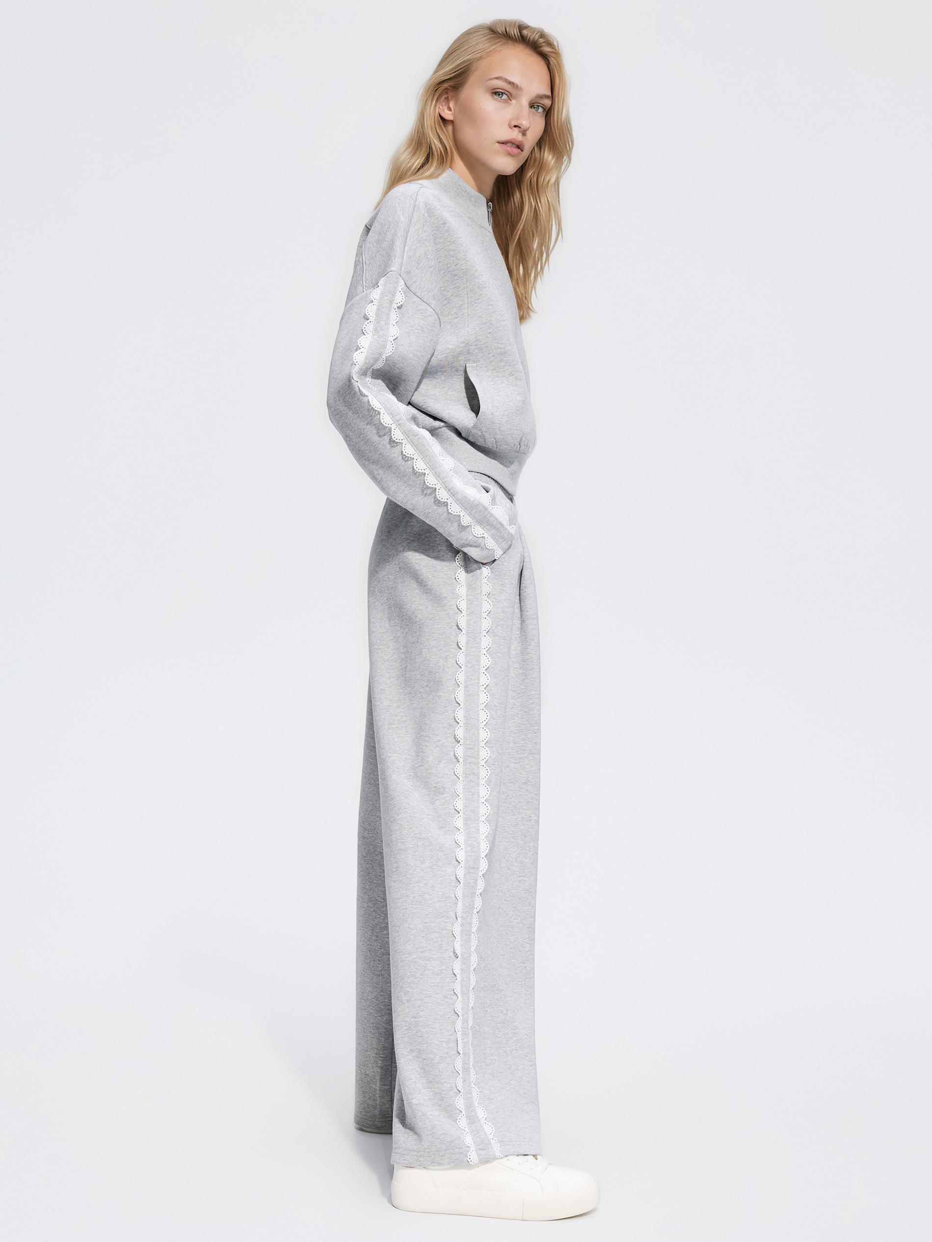 بنطال مع ديكوري تفصيلة رمادي, Light grey, large image number 1