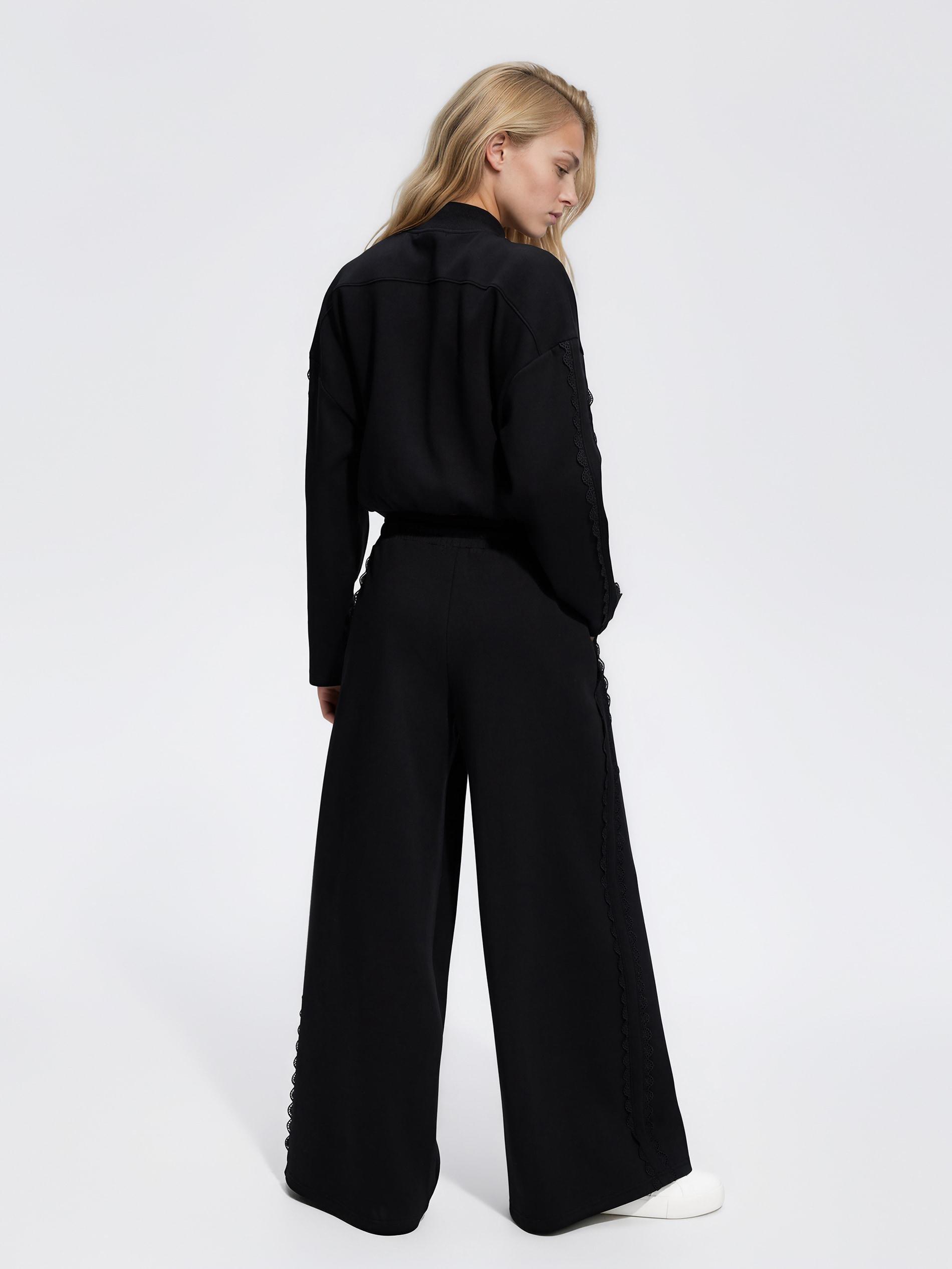 Black Trousers With Decorative Insert, Black, large image number 3
