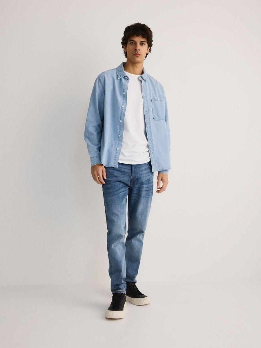 Blue Regular Fit Denim Shirt, , large image number 1