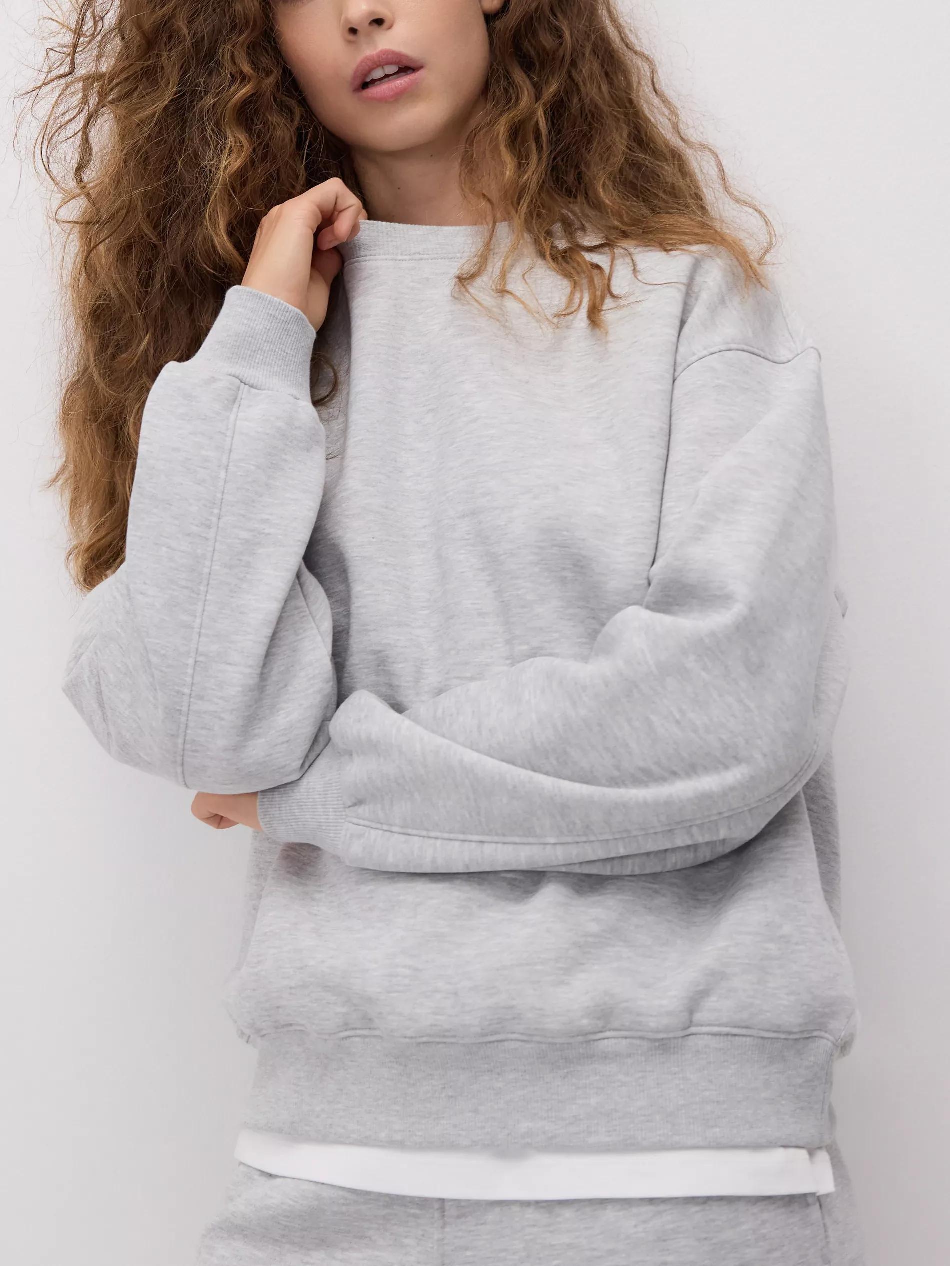 Grey Plain Cotton Rich Sweatshirt, Light grey, large image number 0