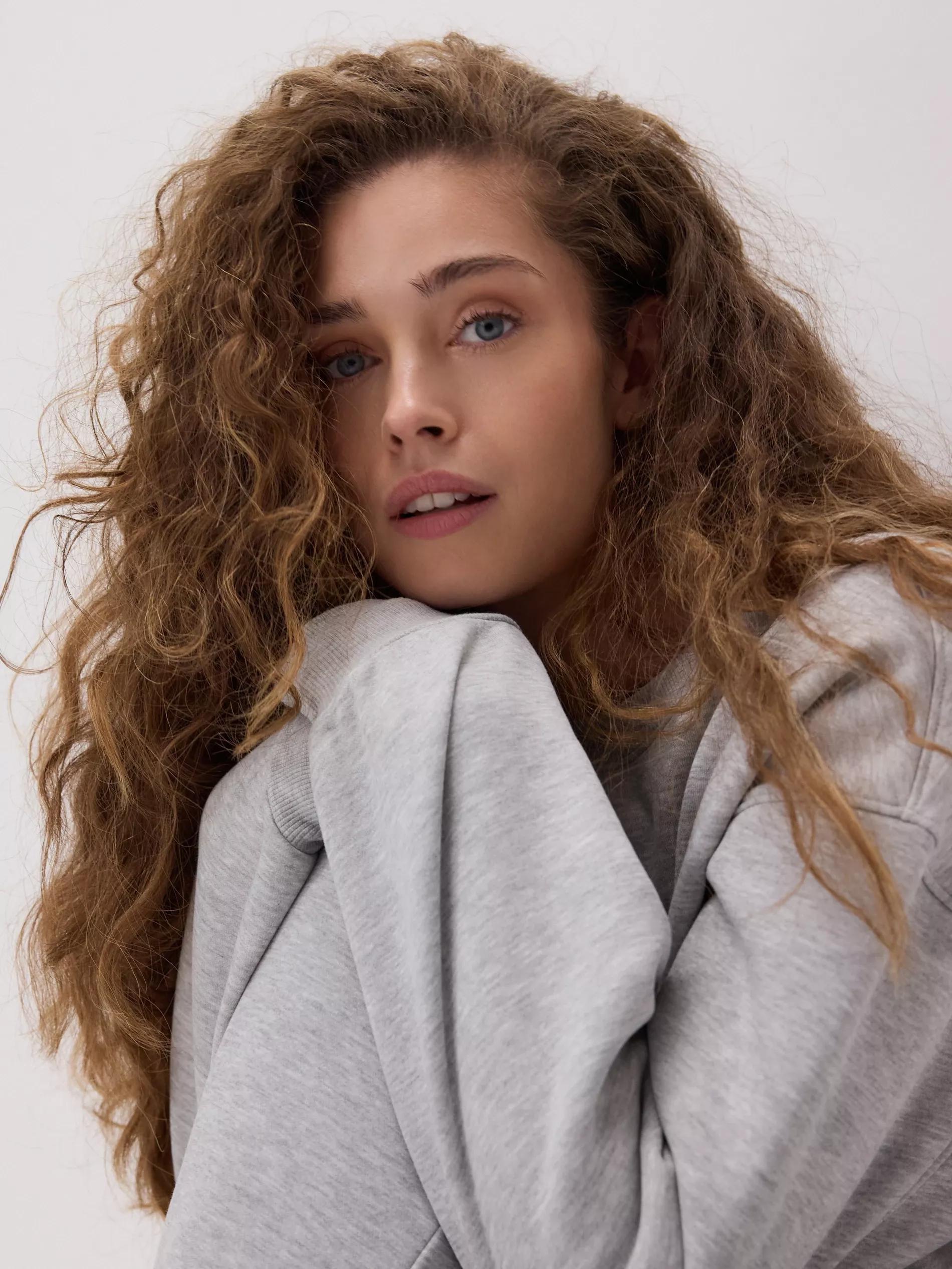 Grey Plain Cotton Rich Sweatshirt, Light grey, medium