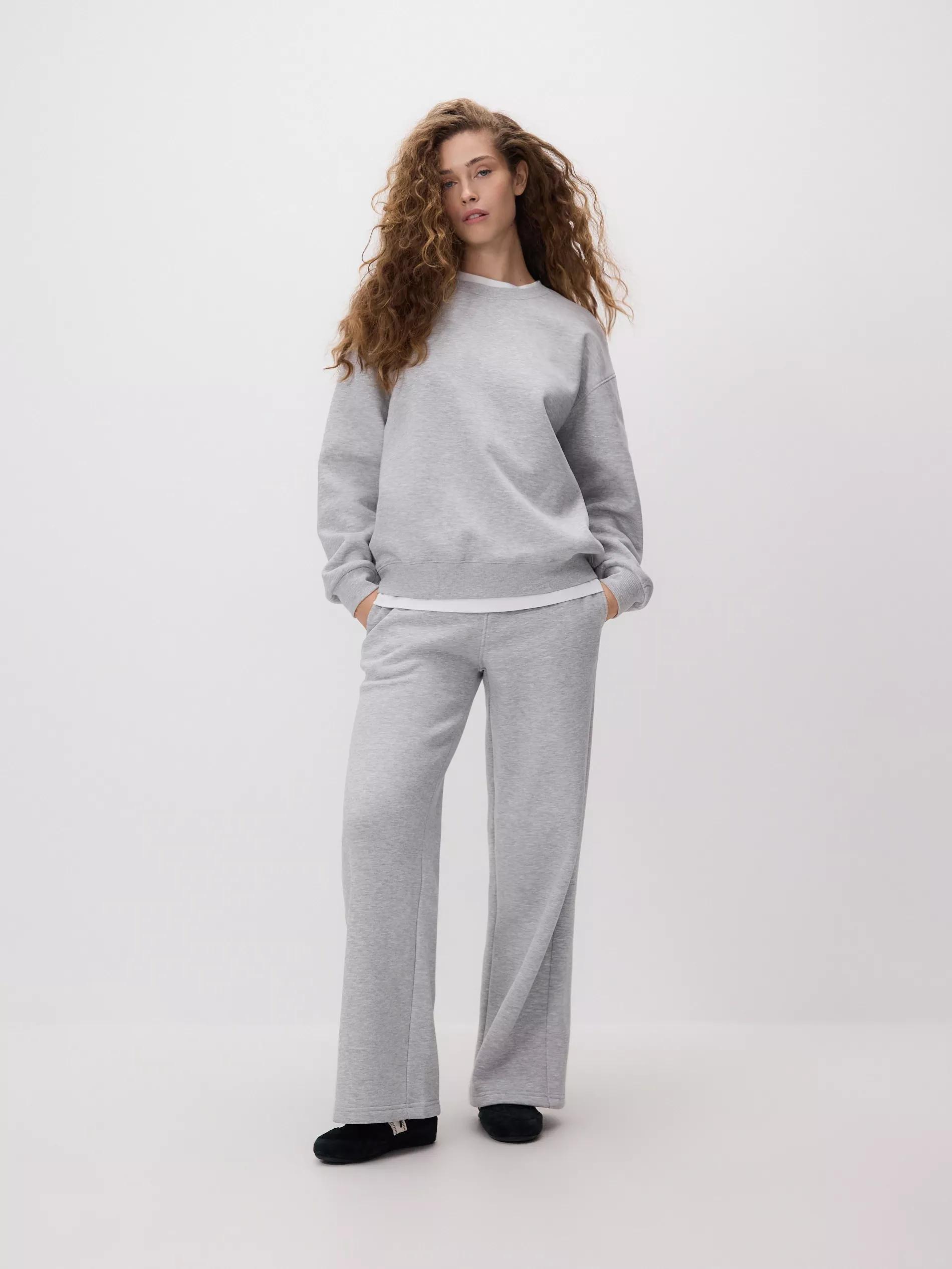 Grey Plain Cotton Rich Sweatshirt, Light grey, large image number 2