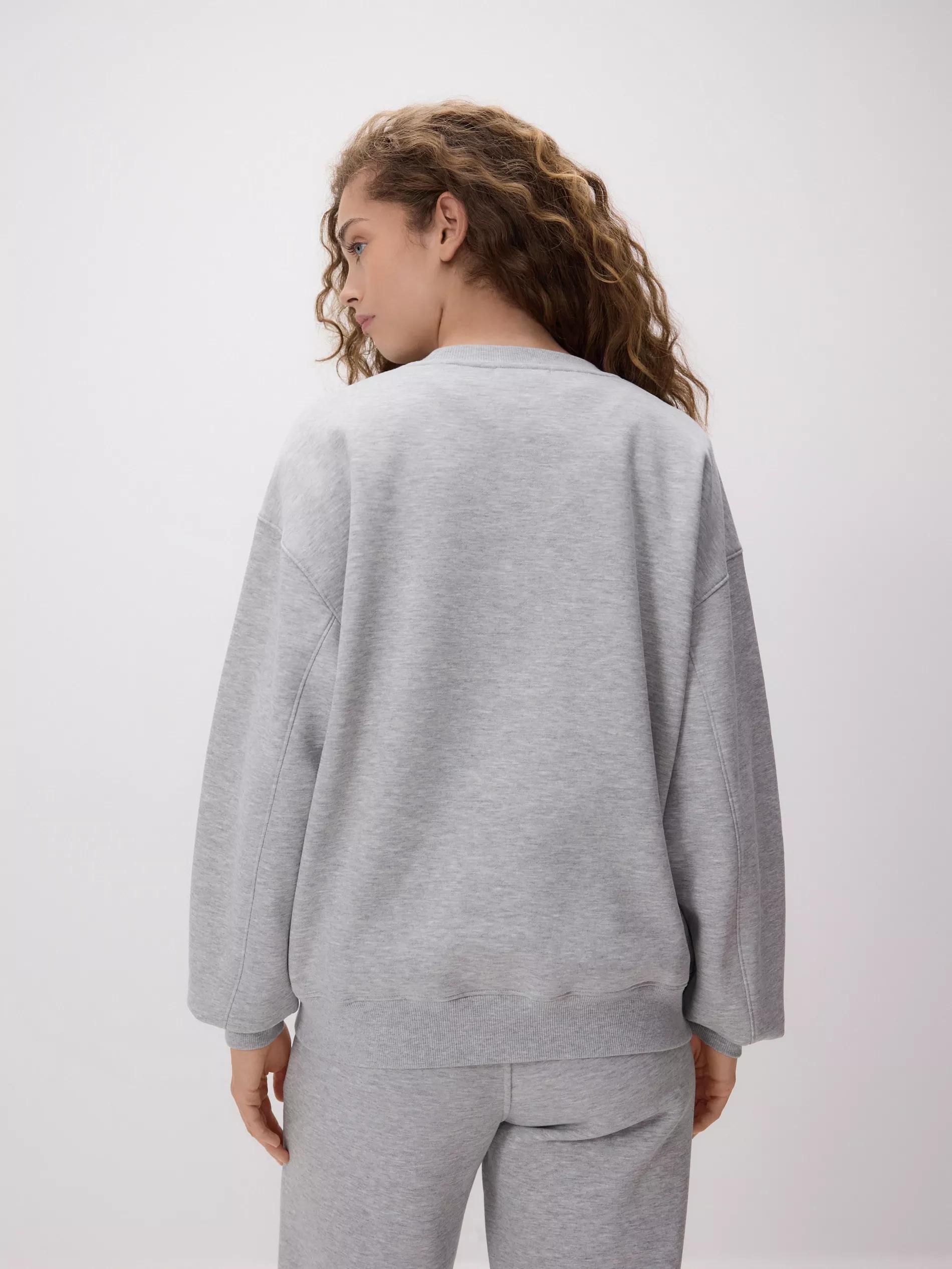 Grey Plain Cotton Rich Sweatshirt, Light grey, large image number 3