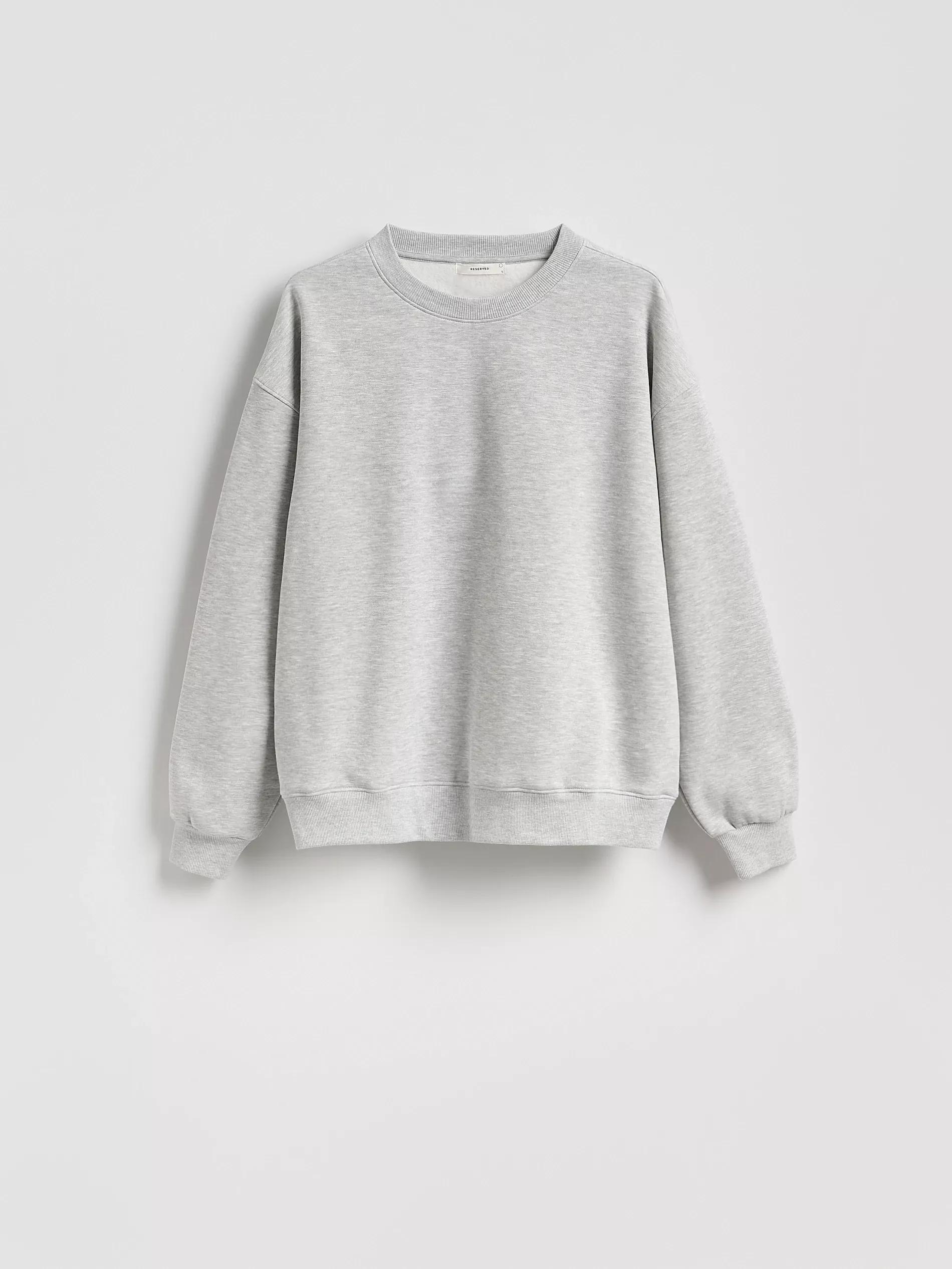 Grey Plain Cotton Rich Sweatshirt, Light grey, large image number 4