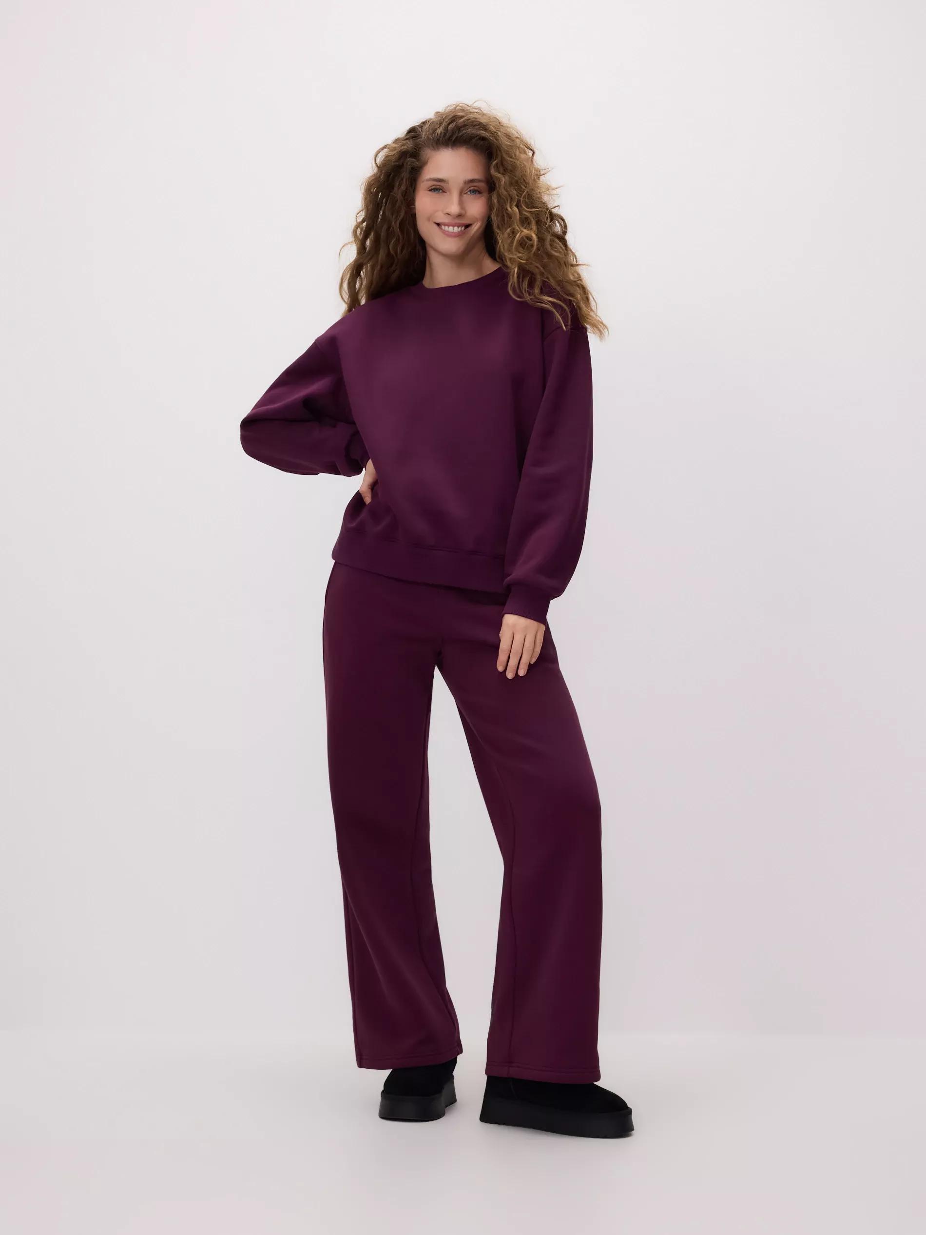 Purple Plain Cotton Rich Sweatshirt, Purple, large image number 0