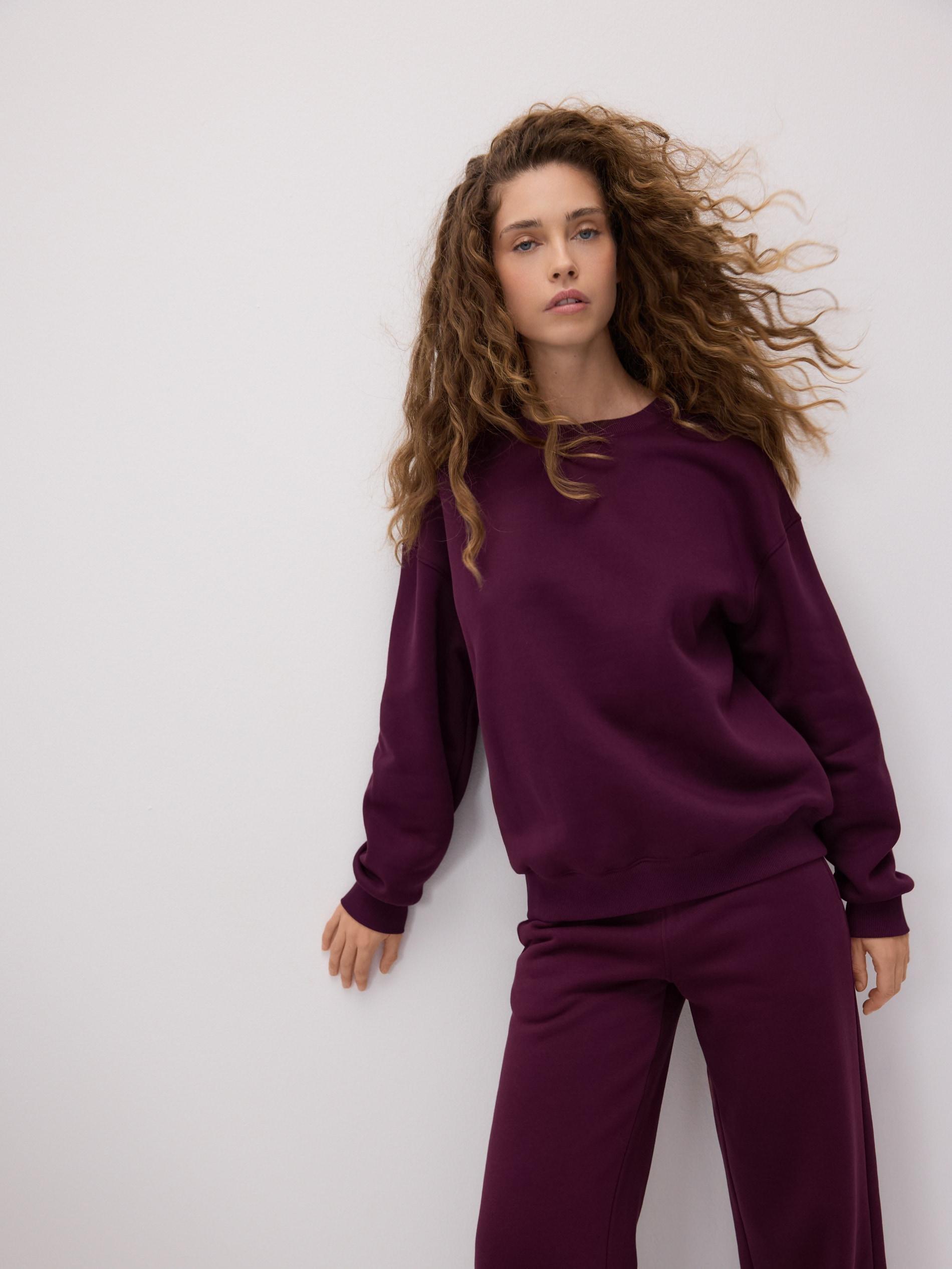 Purple Plain Cotton Rich Sweatshirt, Purple, large image number 2