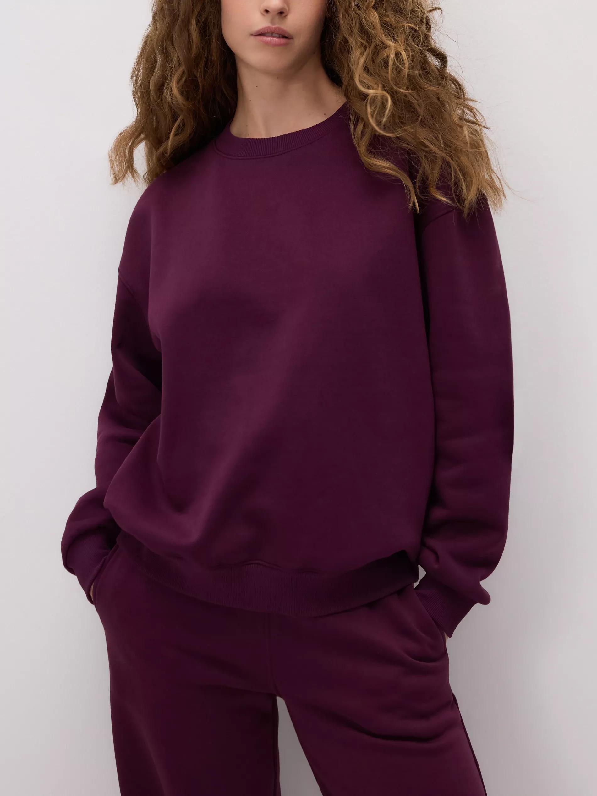 Purple Plain Cotton Rich Sweatshirt, Purple, large image number 3