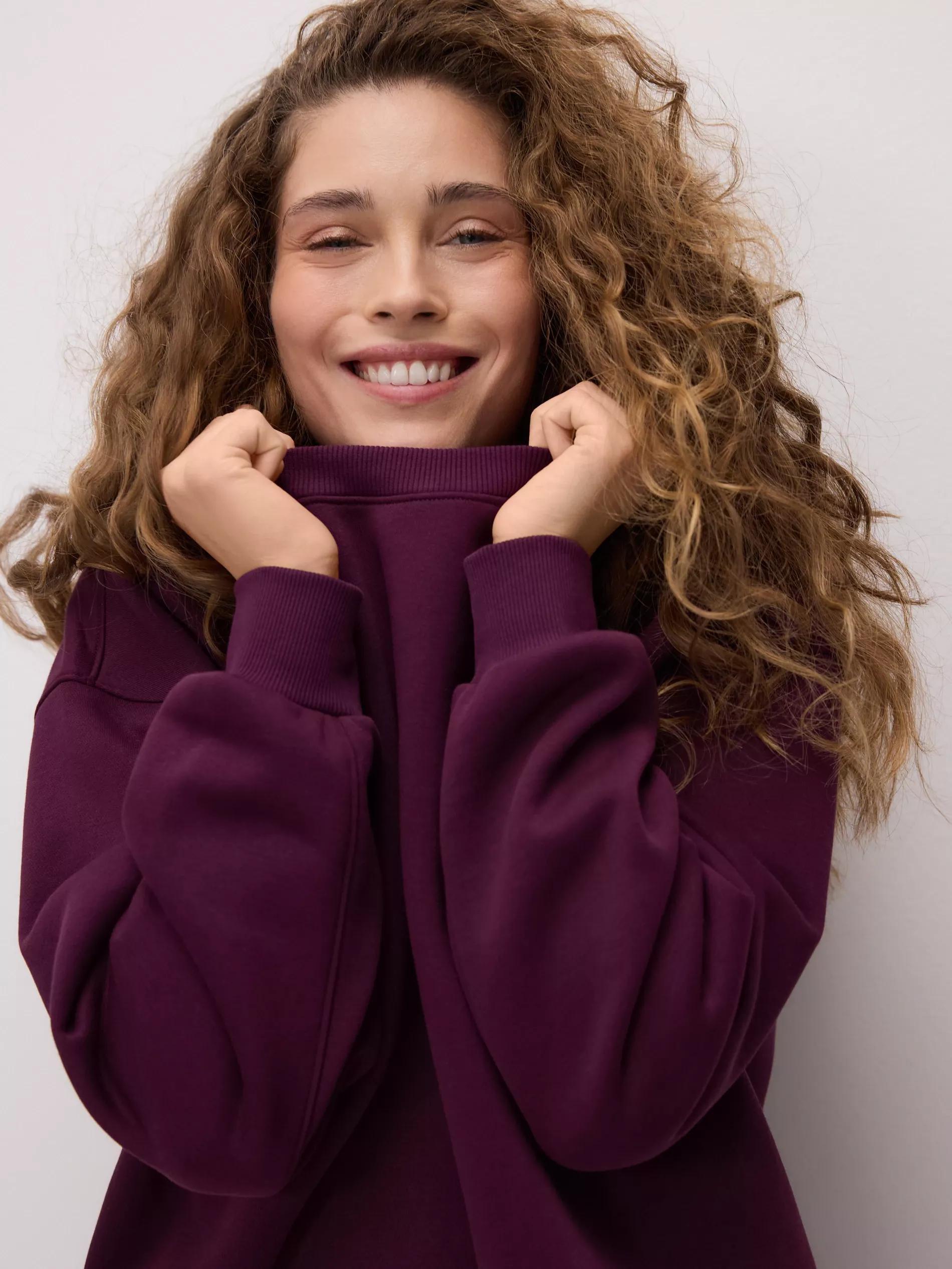 Purple Plain Cotton Rich Sweatshirt, Purple, large image number 4