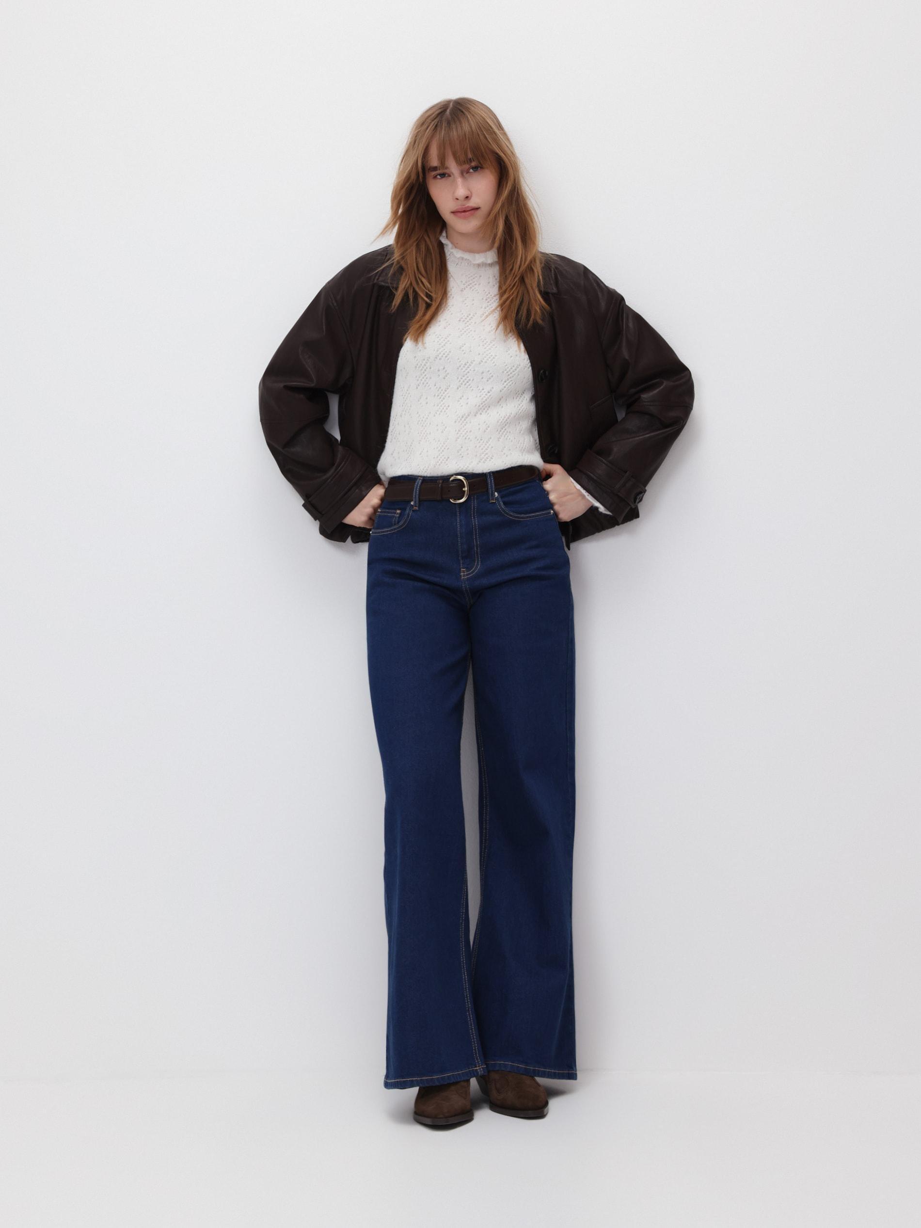 Navy Wide Leg Jeans, Navy, large image number 2