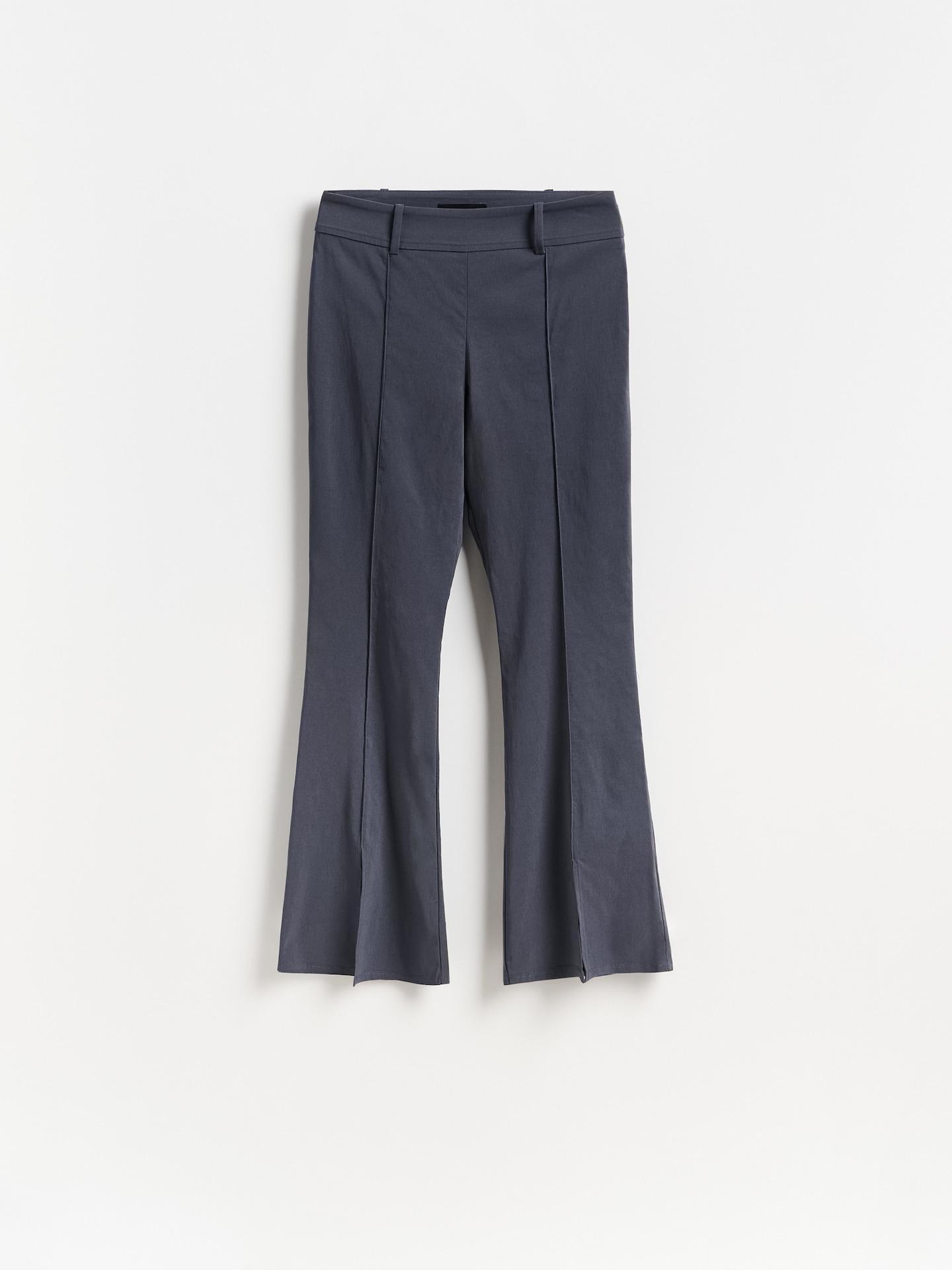 Grey Viscose Blend Flare Trousers, Grey, large image number 2