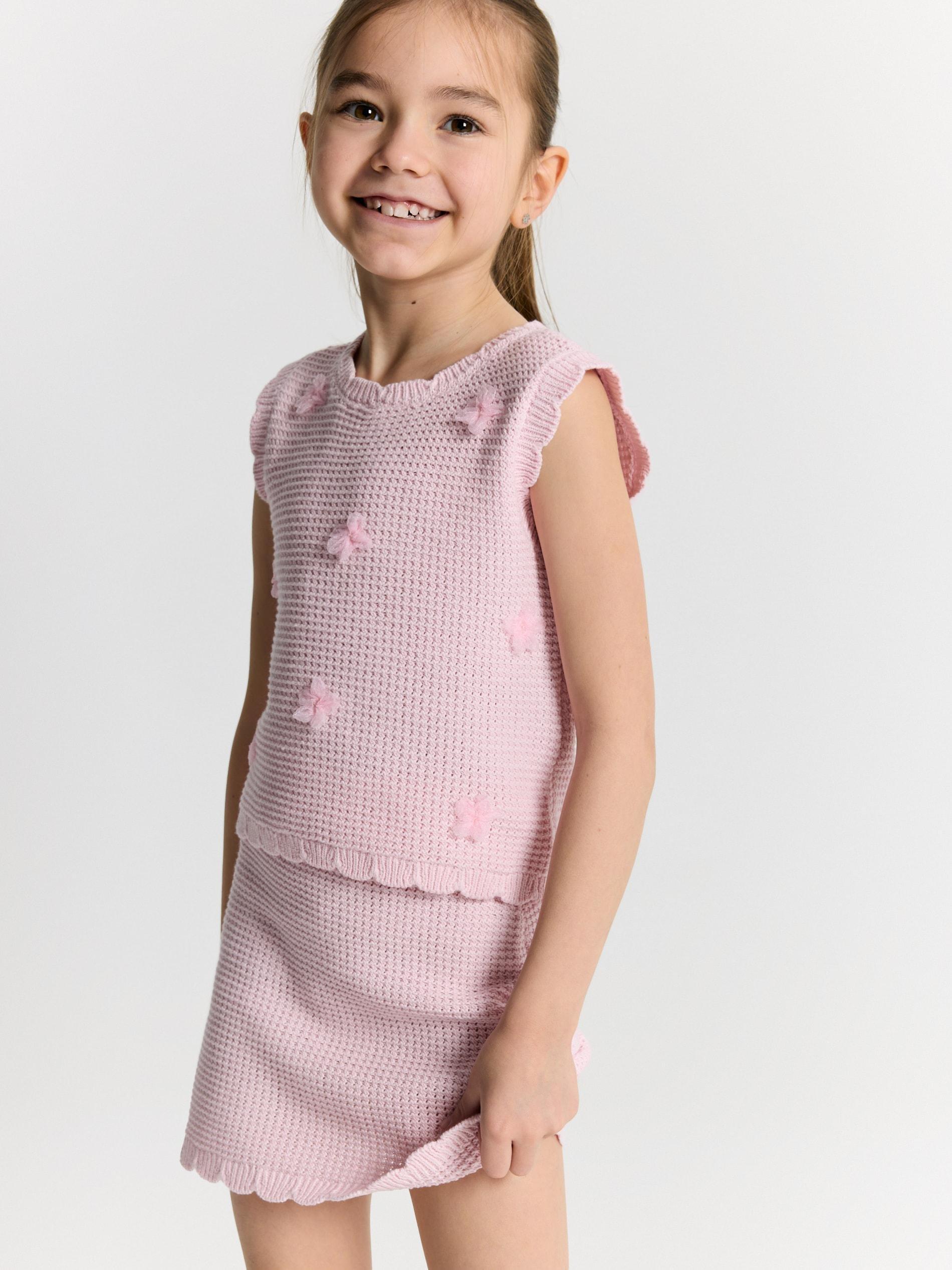 Pink Knitted Fabric Vest, Pink, large image number 0