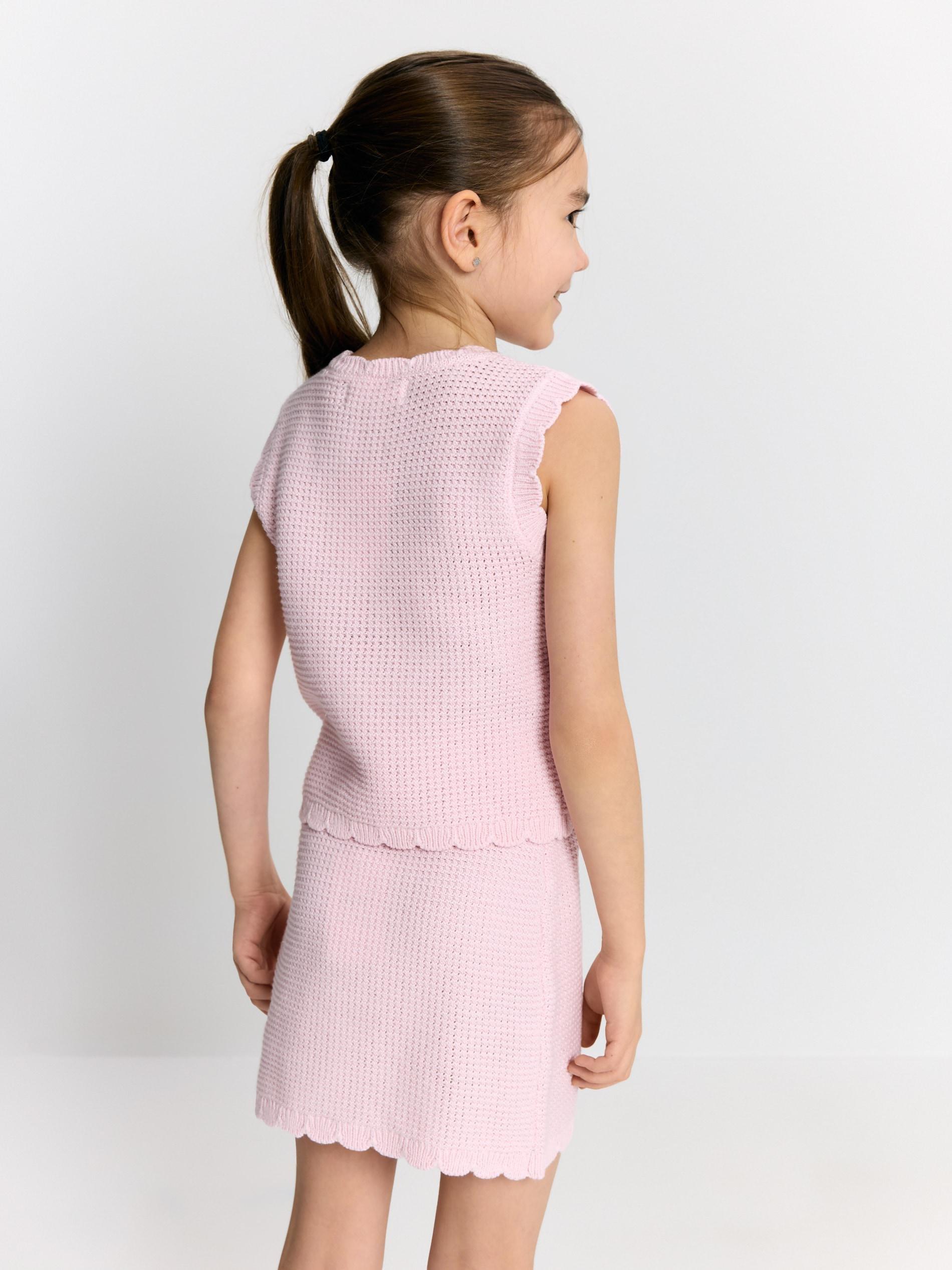 Pink Knitted Fabric Vest, Pink, large image number 1